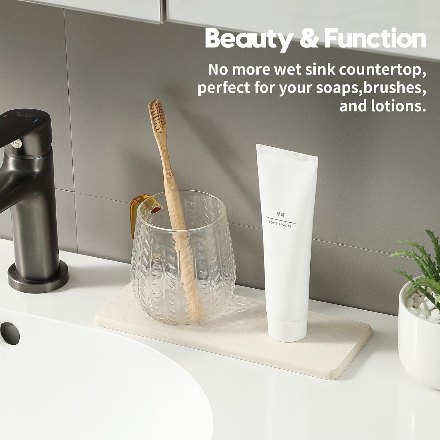 2PCS Bathroom Sink Vanity Trays Quick Drying Mat Organizer