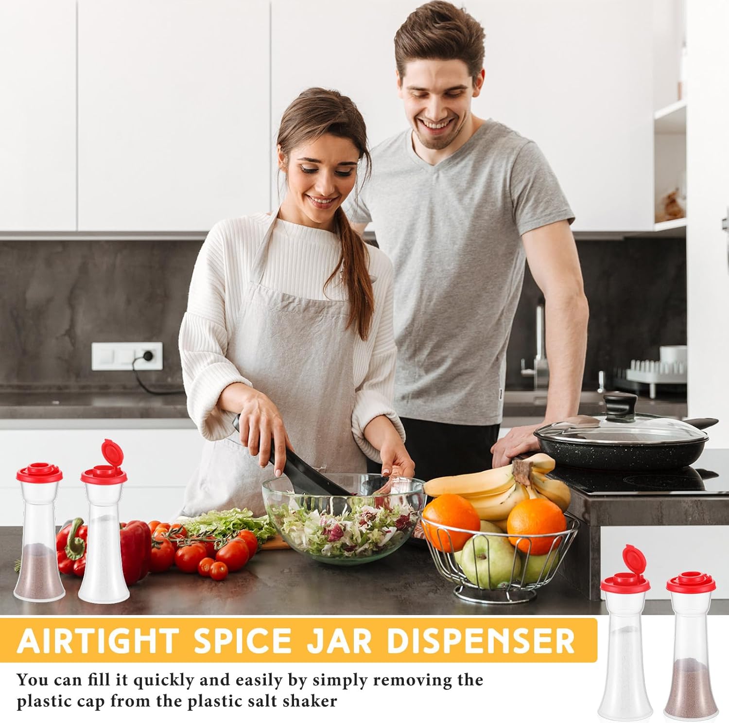 Baderke 2 Set Plastic Salt and Pepper Shakers with Lids