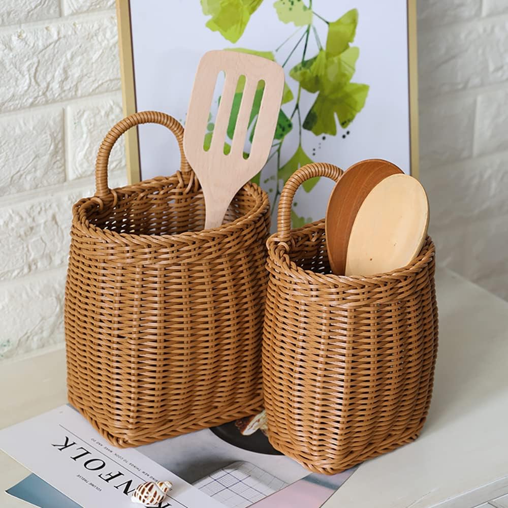 Hanging Woven Storage Basket Large Portable Wall Mount