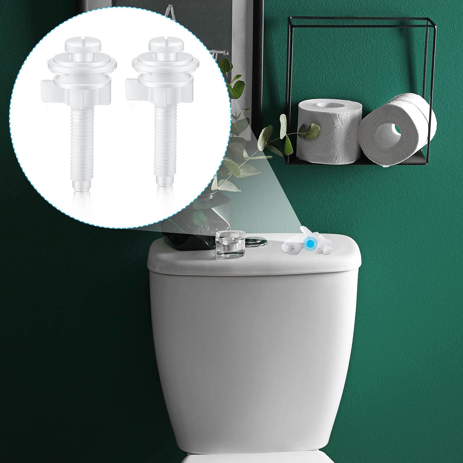 Jetec 2 Piece Toilet Seat Screws Replacement Kit White