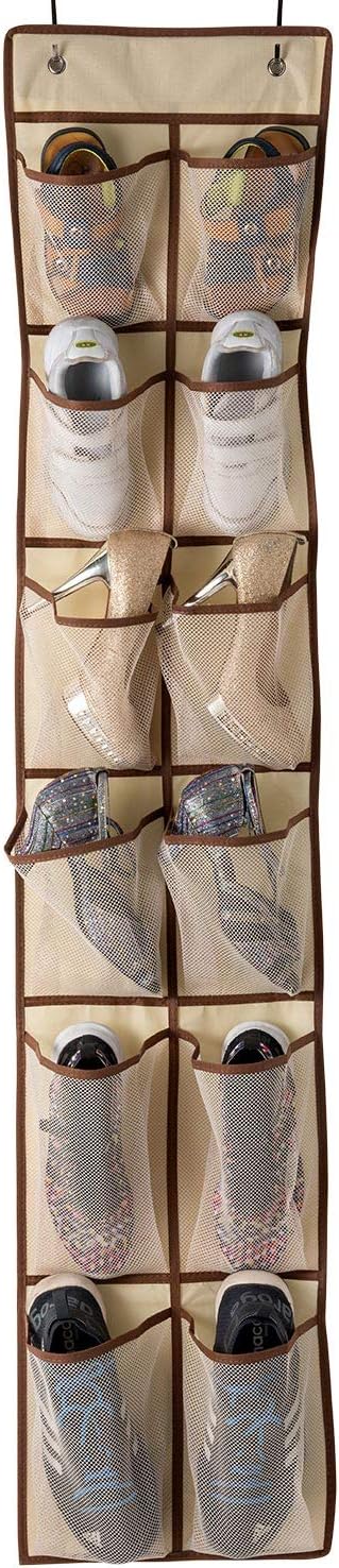 KEEPJOY Hanging Shoe Organizer 12 Pockets Beige