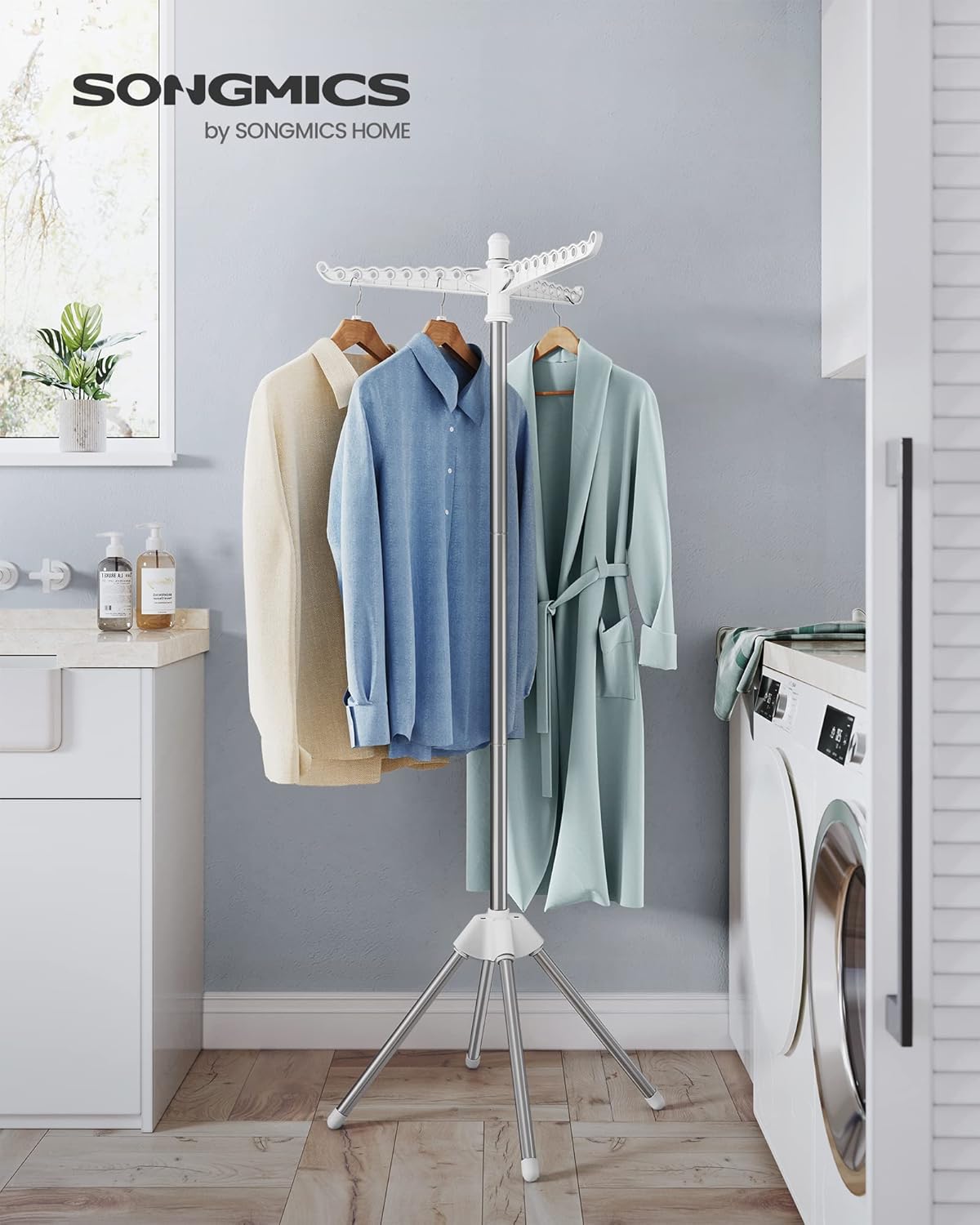 SONGMICS Folding Laundry Drying Rack with 3 Rotatable Arms