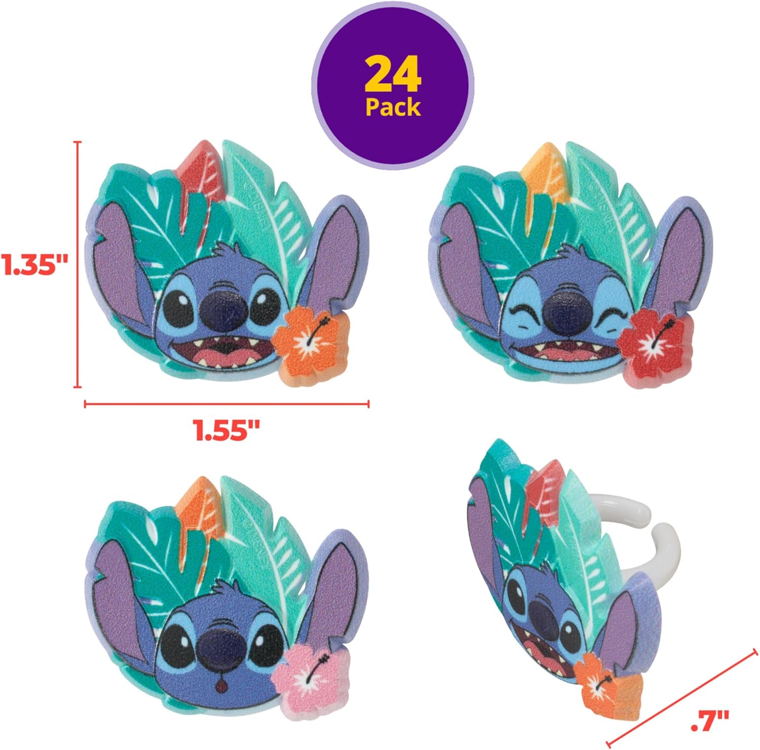 DecoPac Disneys Stitch Cupcake Rings 24 Pack