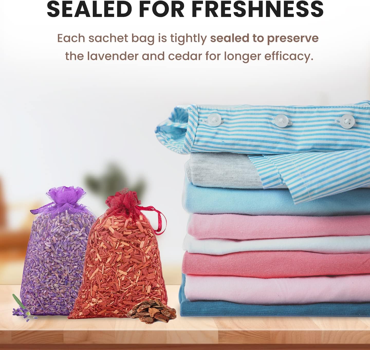 All-Natural Cedar and Lavender Sachet 20 Pack with Hanger Hooks