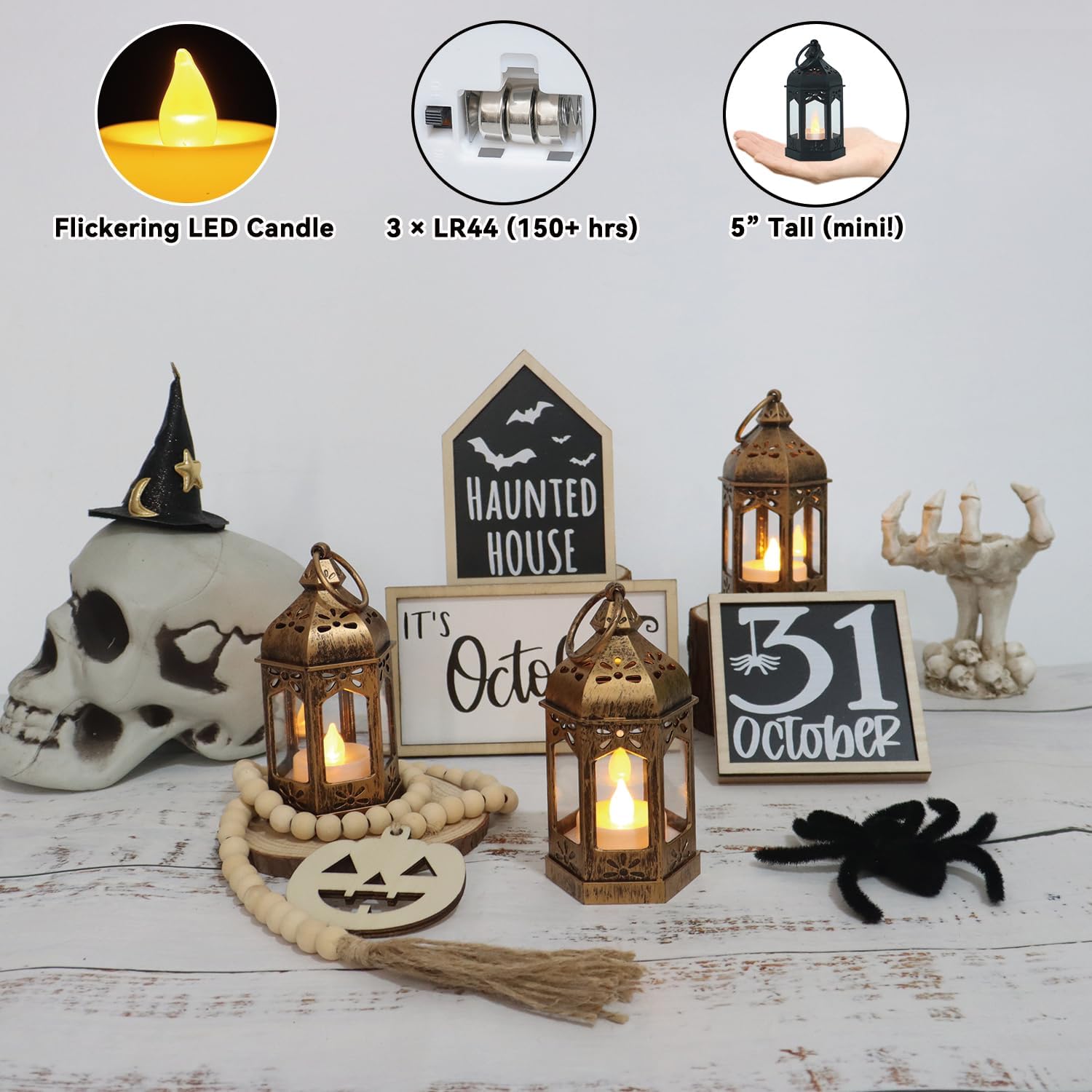 LLQ 8Pcs Mini LED Lanterns with Tealight