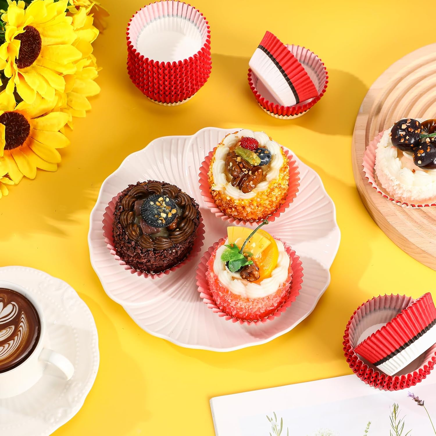 300 Pcs Red White Cupcake Liners for Baking and Parties