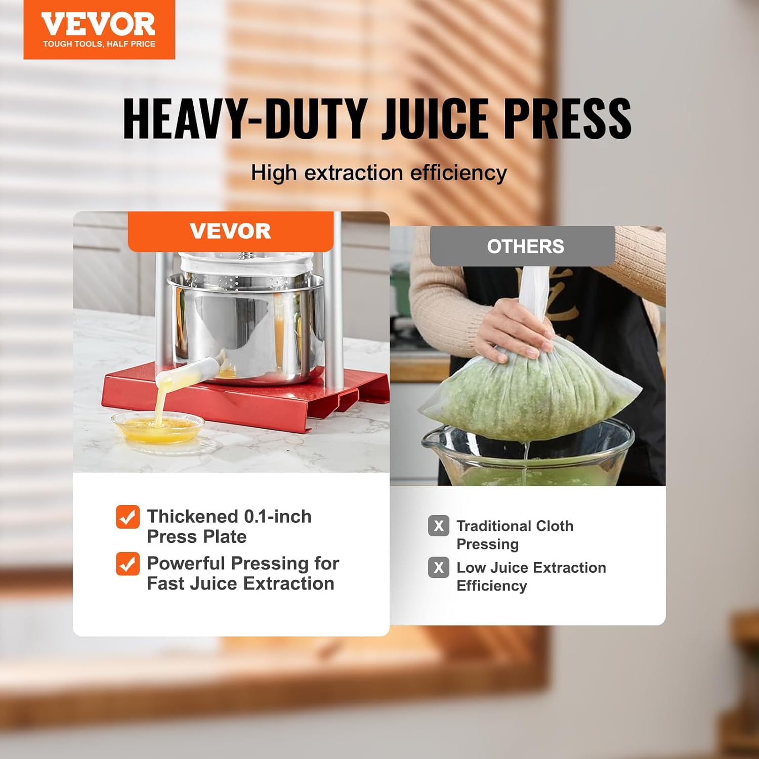 VEVOR Manual Wine Press 2L with Dual Barrels and T-Shaped Handle