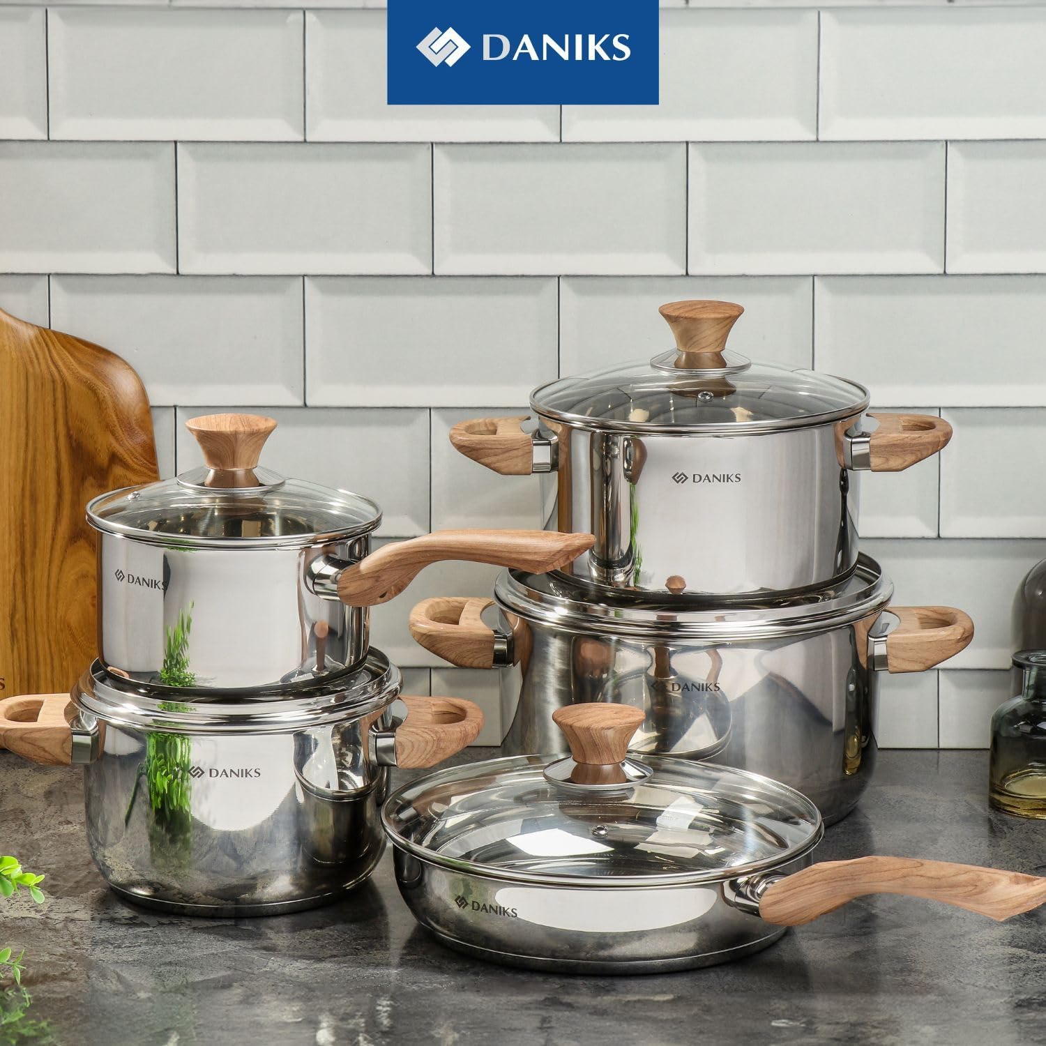 Daniks Oslo Stainless Steel Stockpot with Glass Lid 6 Quart Silver