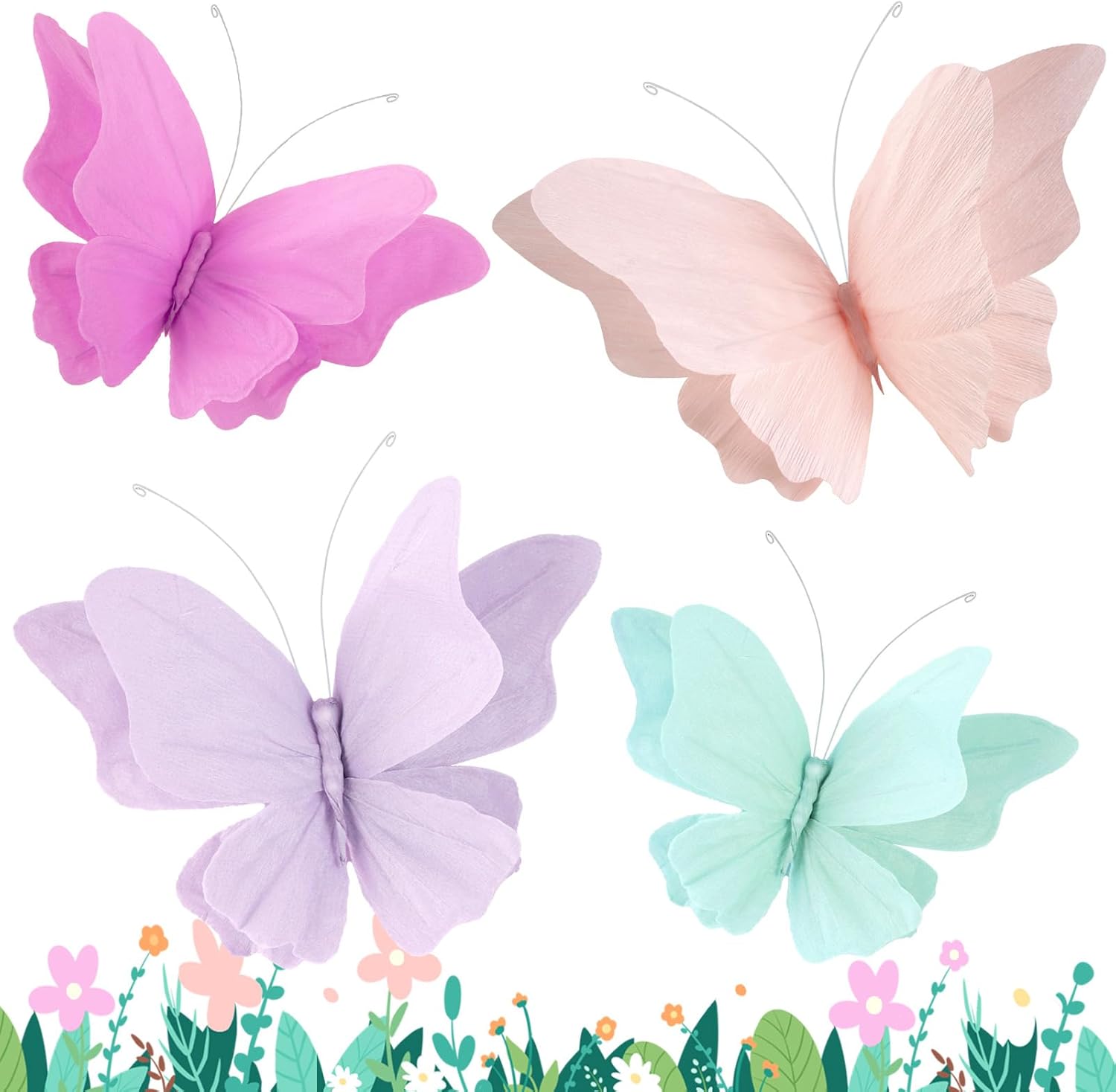 Butterfly Party Decorations 4 Pcs 3D Hanging Set