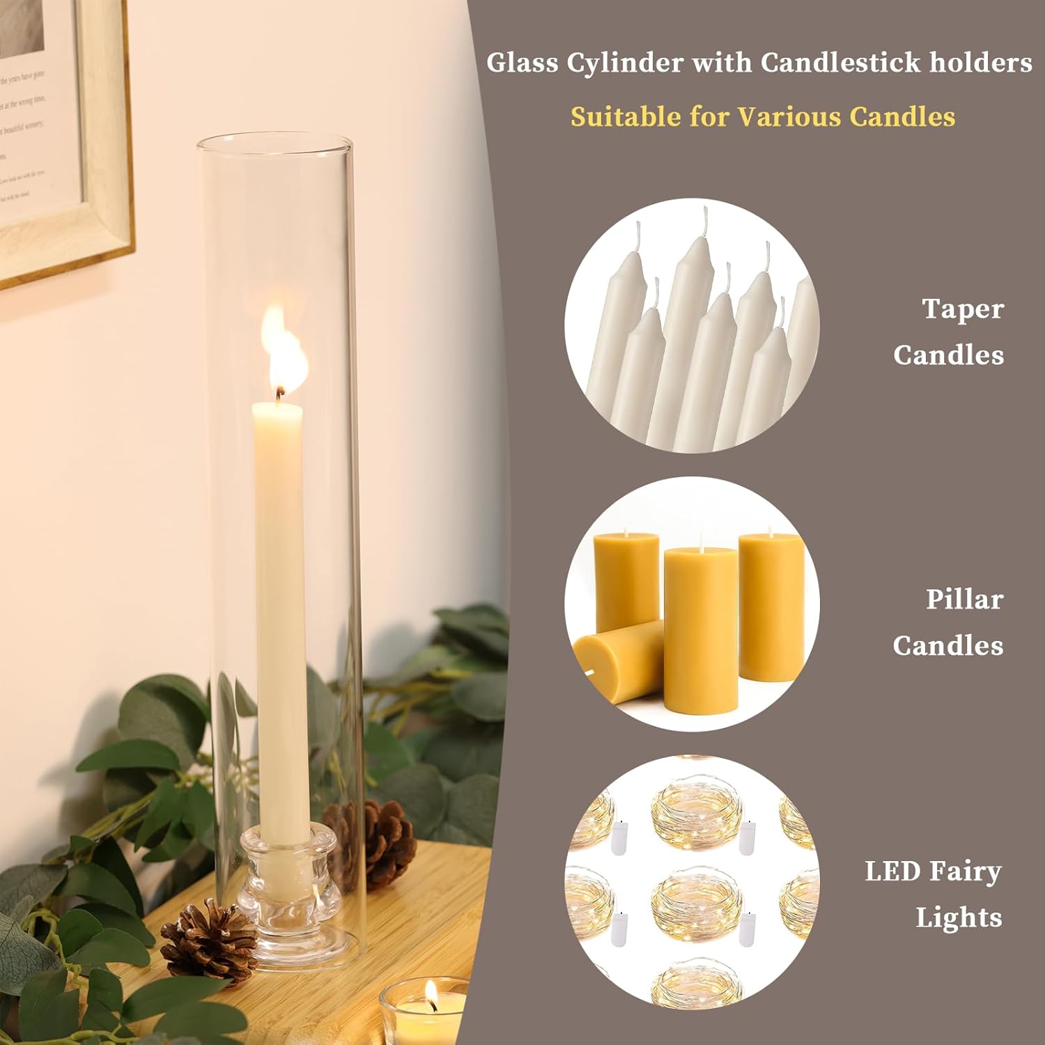 Volens Hurricane Glass Candle Holders Set of 6