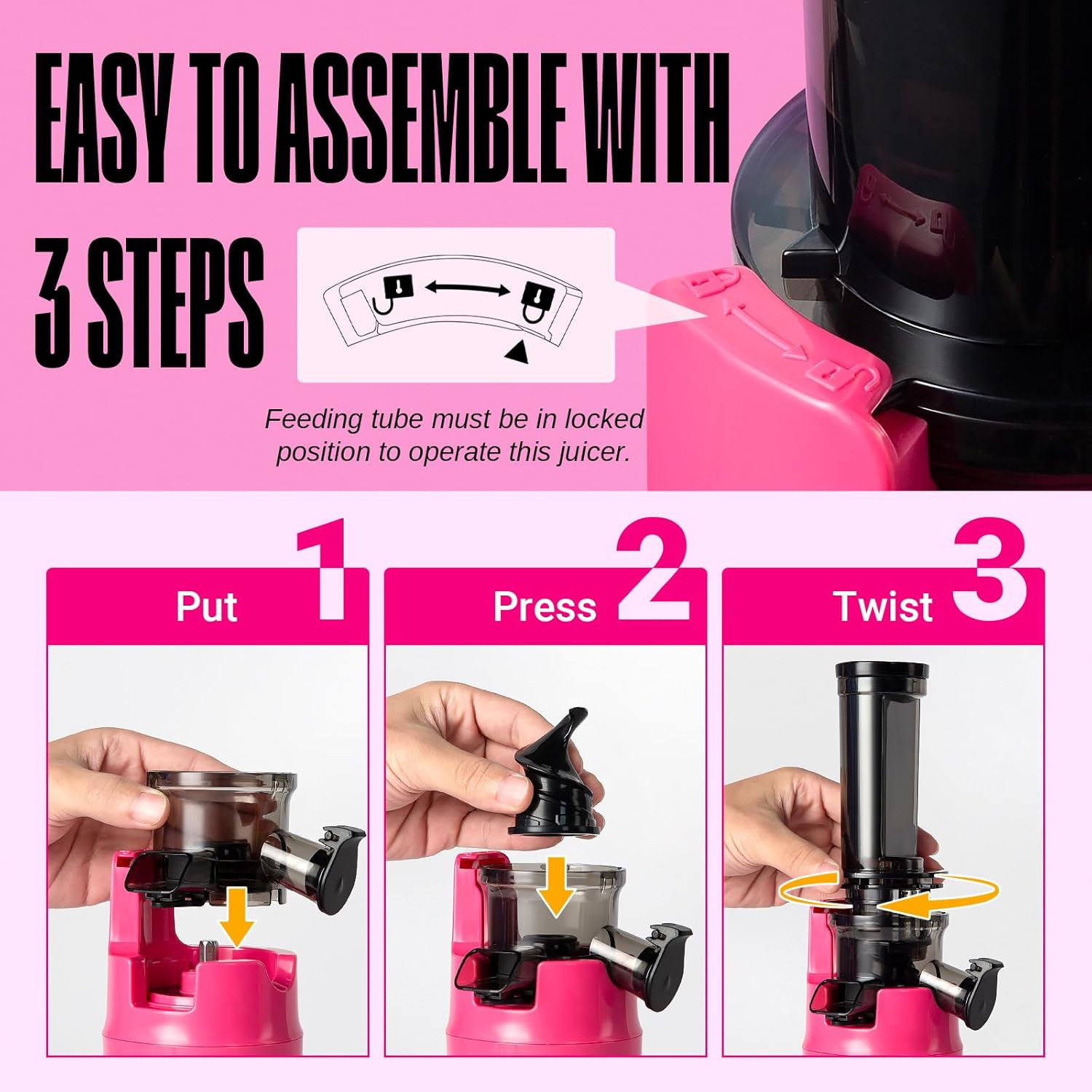 Ventray Ginnie Mini Cold Press Juicer Pink