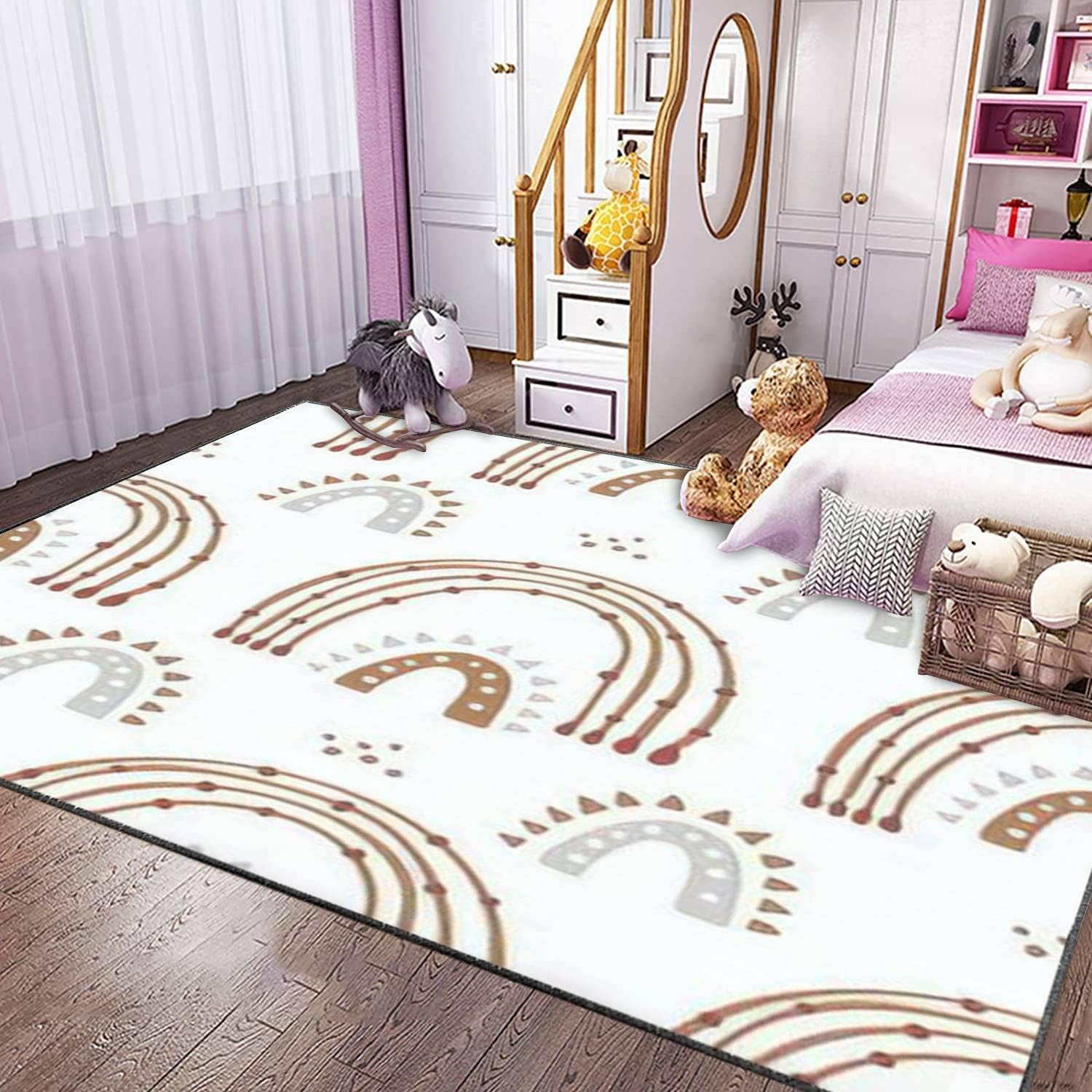 Modern Home Kids Play Area Rainbow Rugs