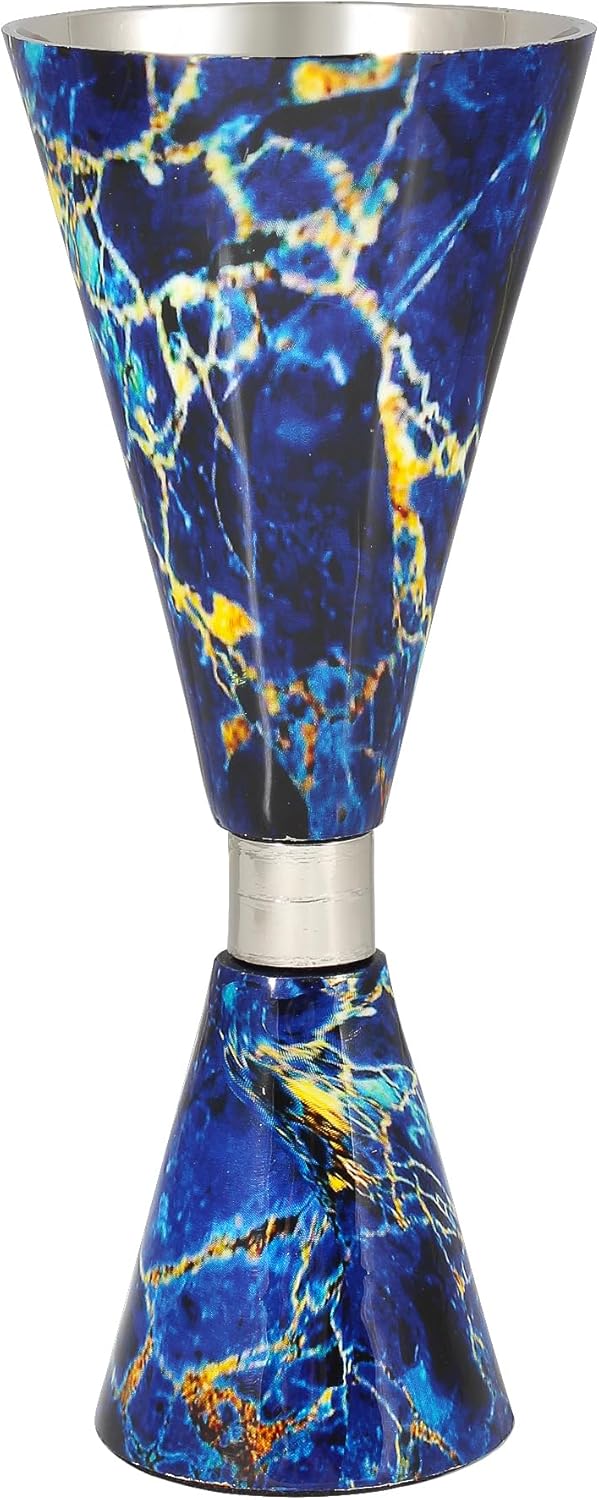 Elegant Havdalah Set with Nickel Plated Blue Marble Decal