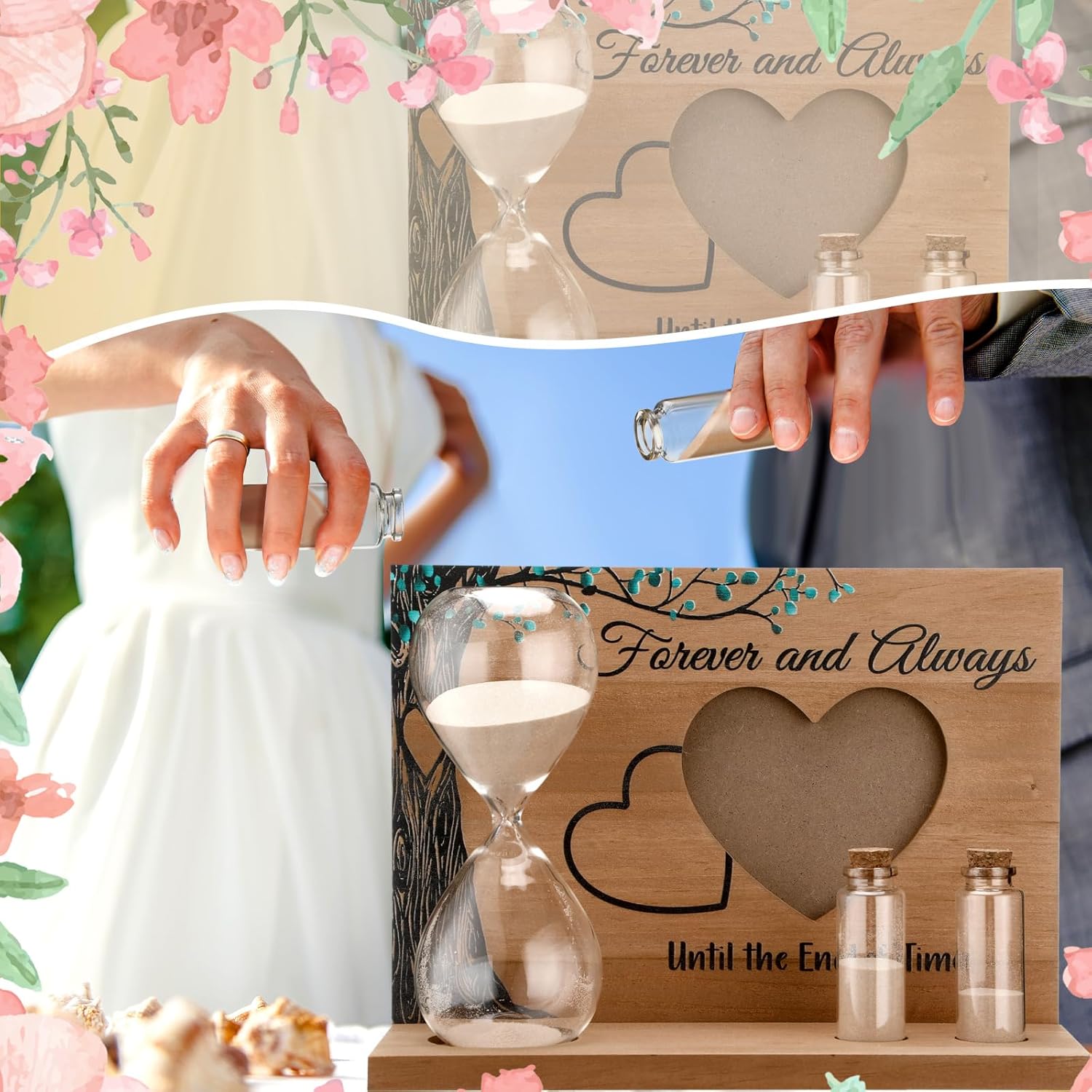 Sliner Unity Sand Ceremony Kit 5 Pcs Classic Hourglass Set for Wedding