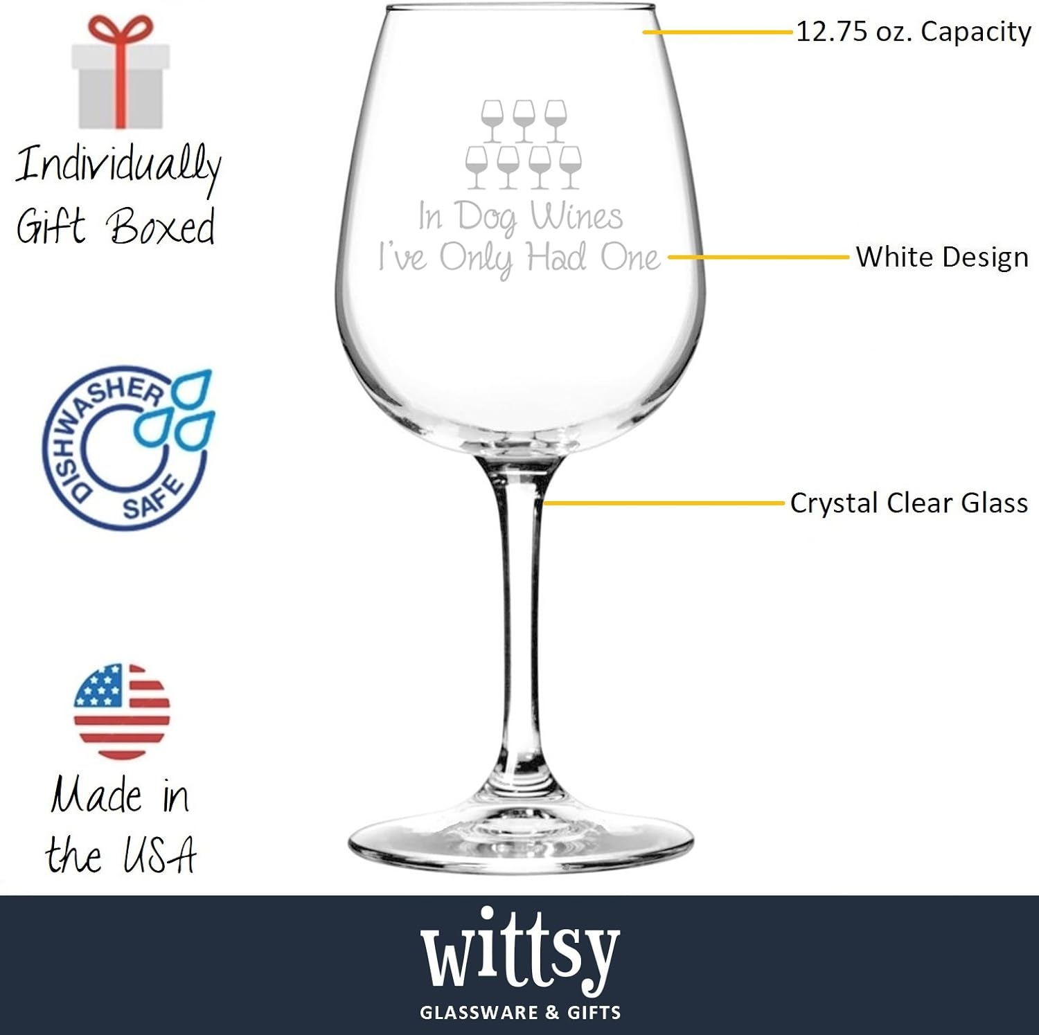 In Dog Wines Funny Wine Glass - Unique Gift for Wine Lovers