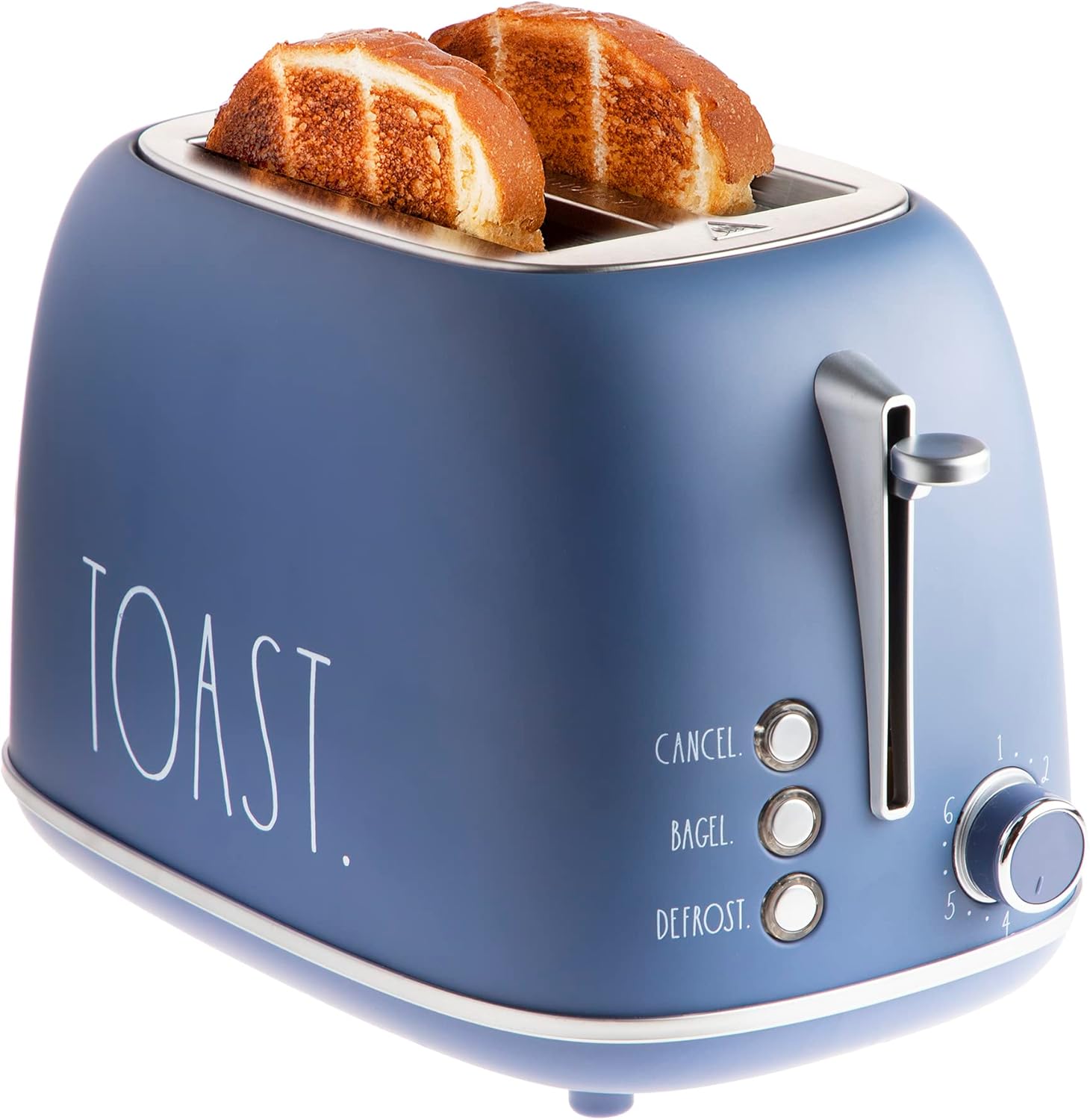 Rae Dunn Retro Rounded 2 Slice Toaster with Crumb Tray and Bagel Option