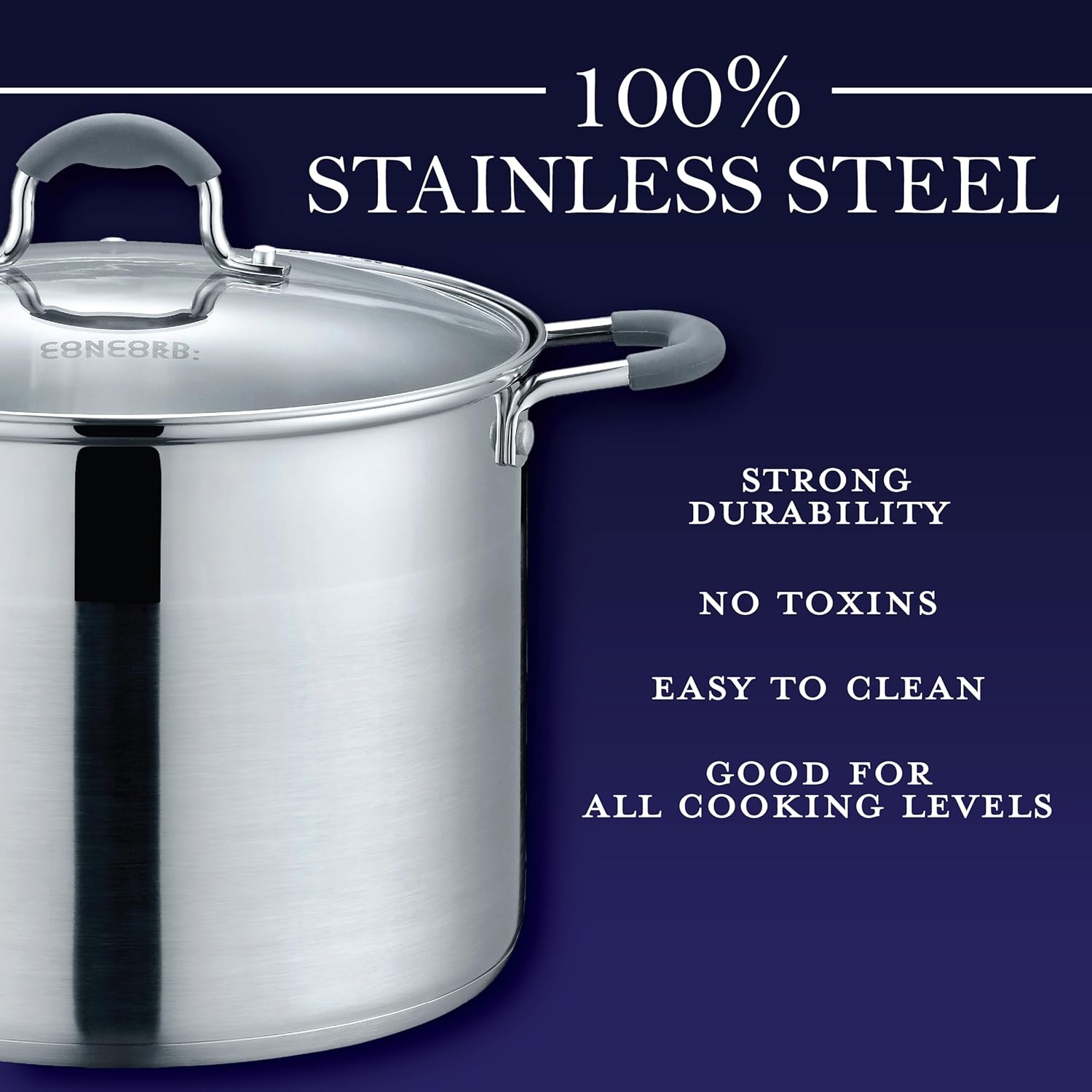 Concord Stainless Steel Stock Pot with Glass Lid 7 QT