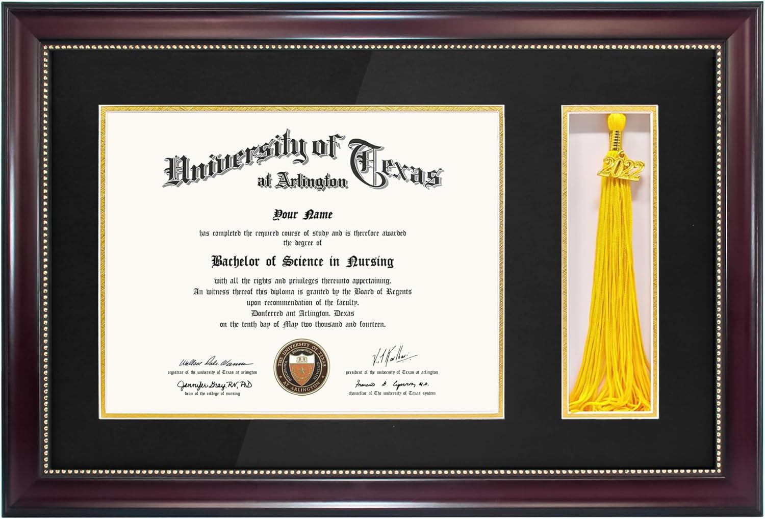GraduationMall 11x17 Mahogany Diploma Frame with Tassel Holder