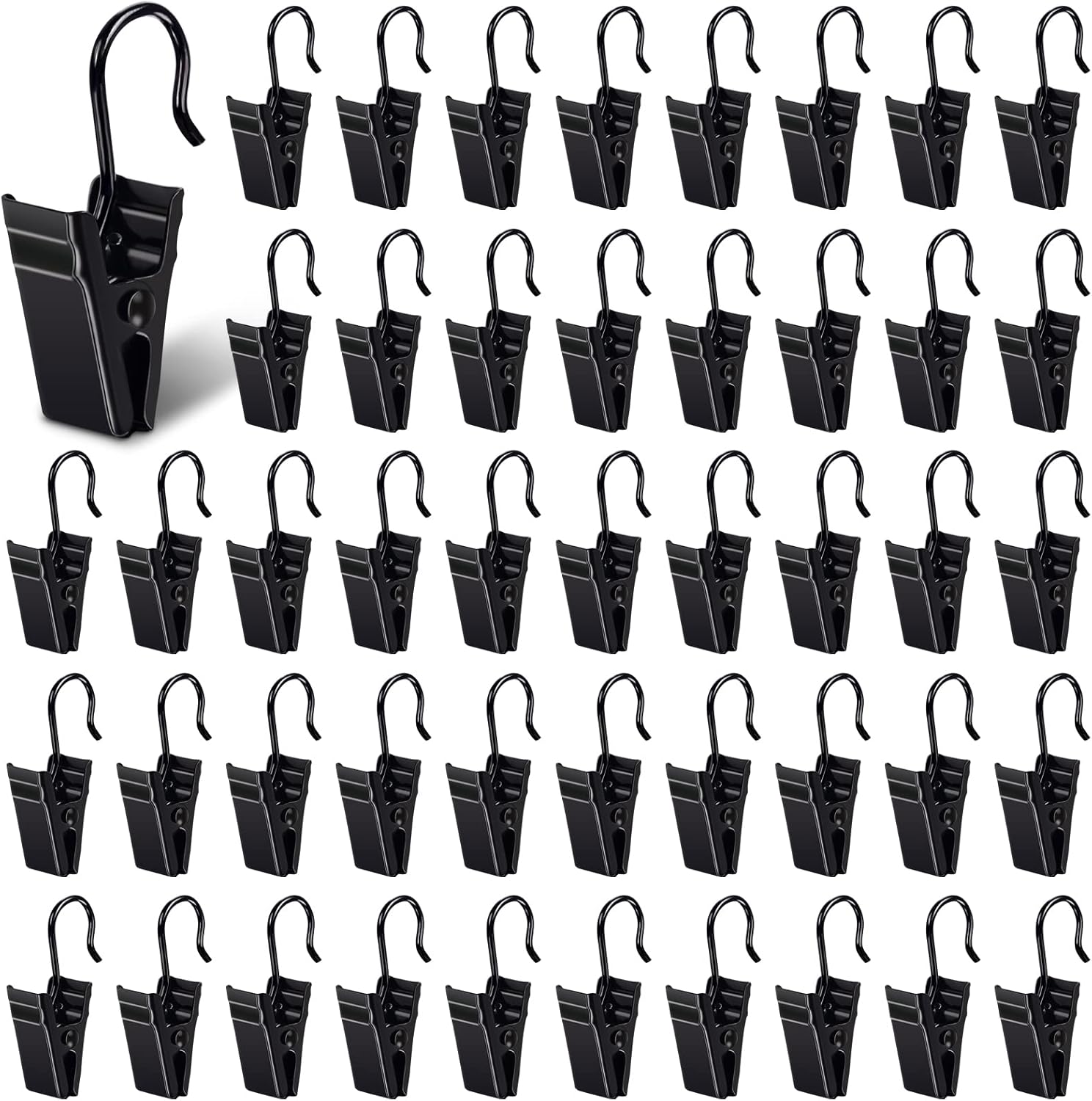 Curtain Clips with Hook 100 Pack Black Metal Hangers