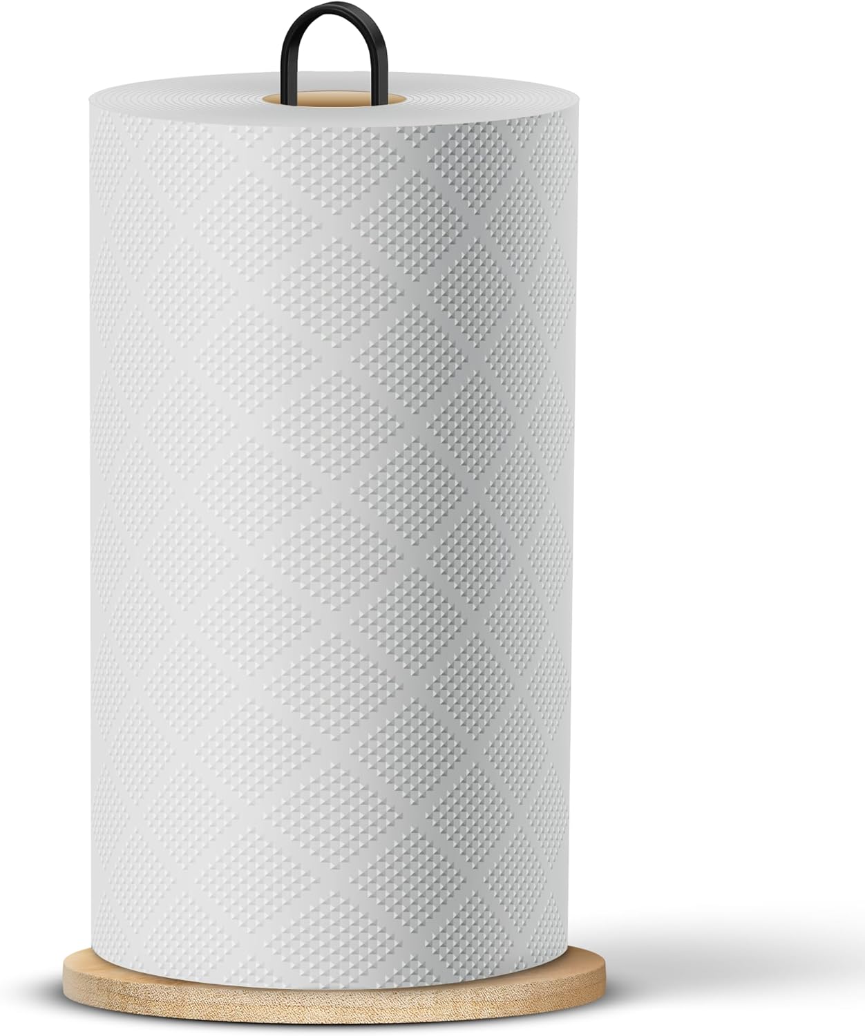 Bambsi Paper Towel Holder - Black Wooden Stand