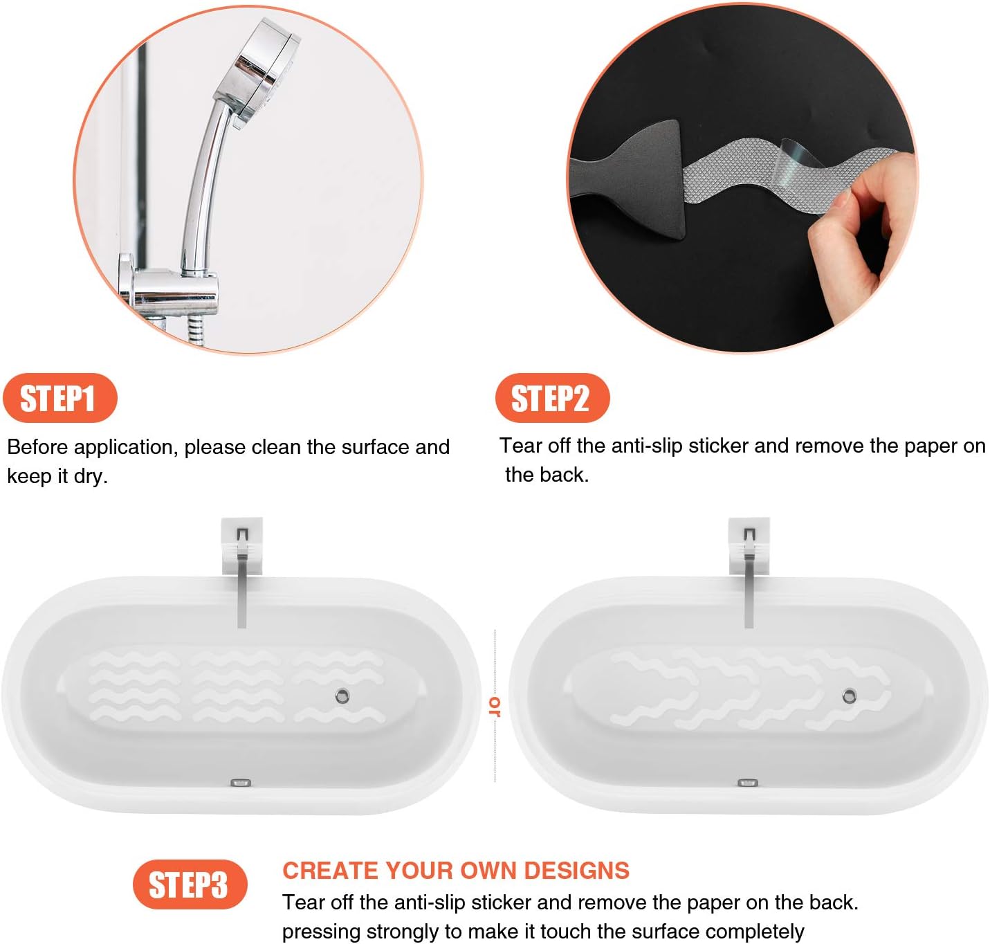 USA Patented Anti-Slip Shower Stickers 24 PCS Set