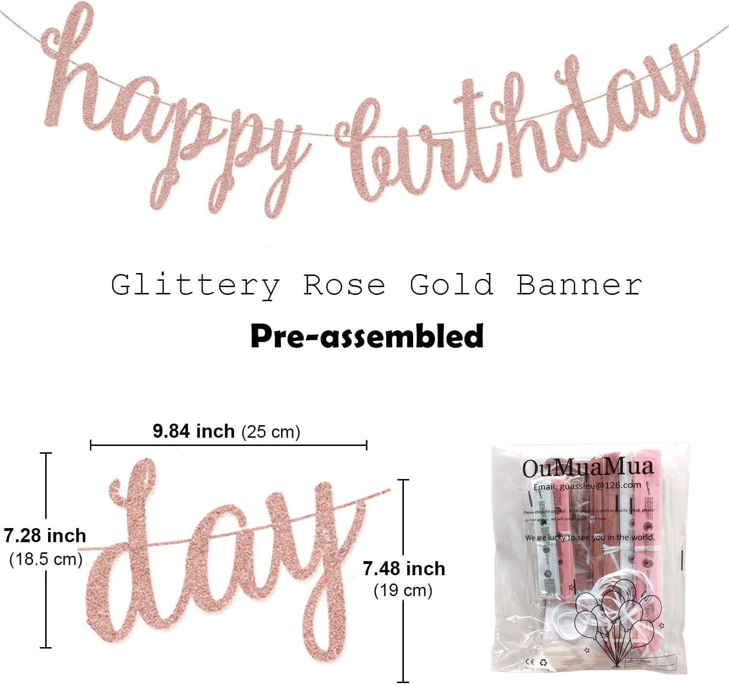 OuMuaMua Rose Gold Birthday Decorations Set