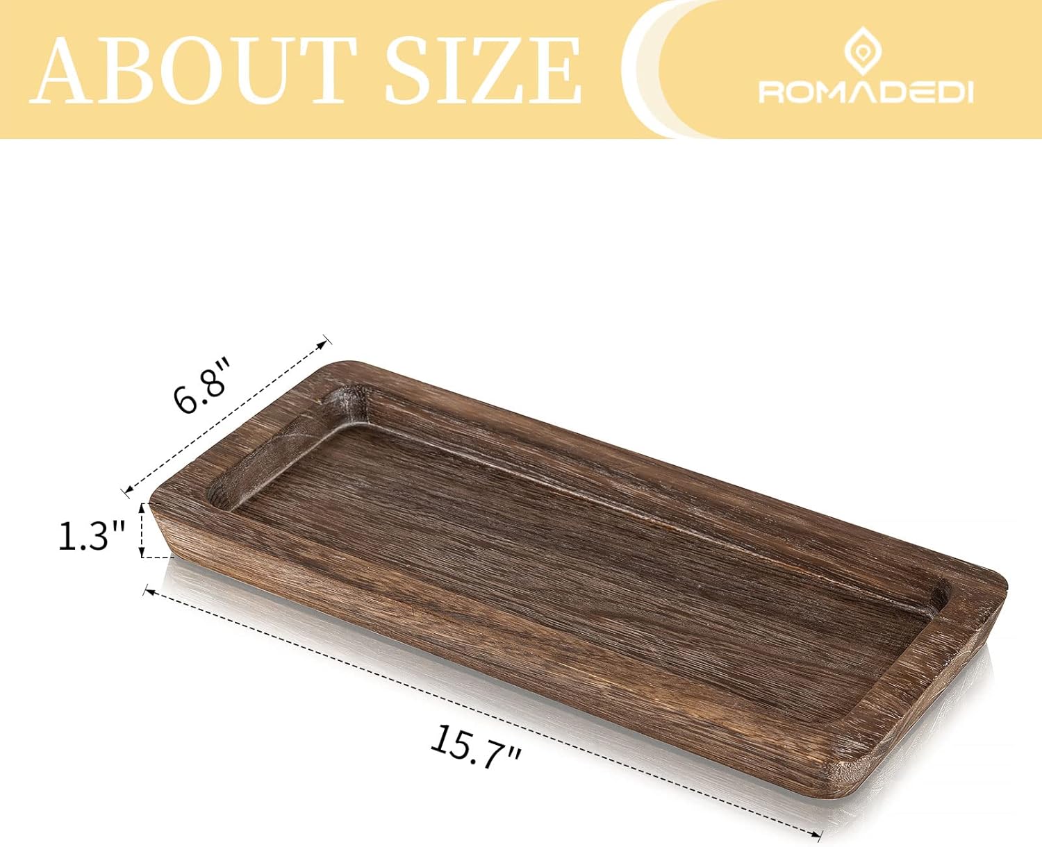 Romadedi Wooden Candle Holder Tray - Rustic Decorative Serving Platter