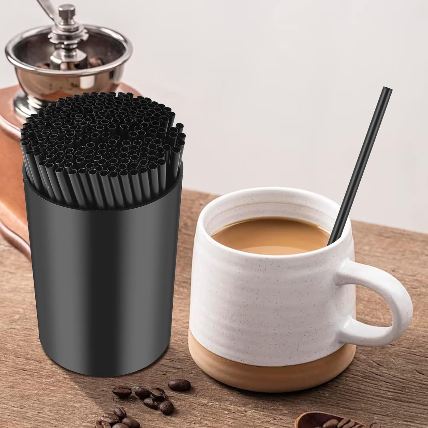 200 Pcs Coffee Stirrers with Black Holder Set