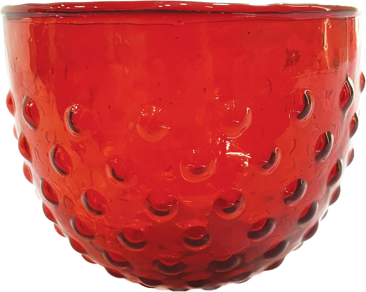 Creative Co Op Red Glass Hobnail Serving Bowl