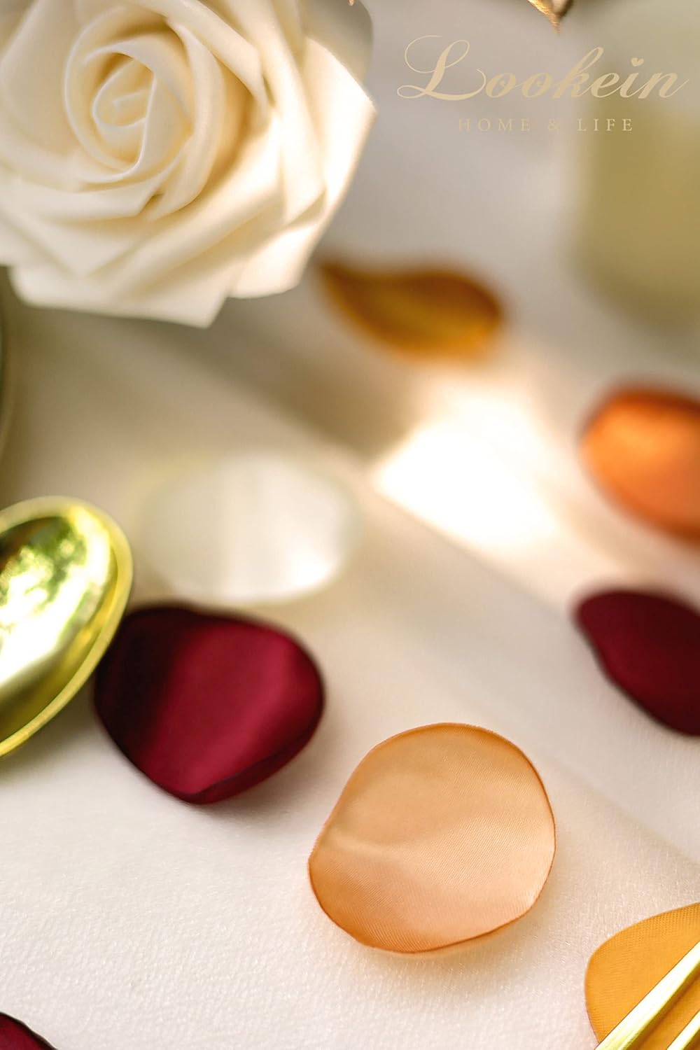 Lookein 300pcs Satin Rose Petals for Wedding Decorations