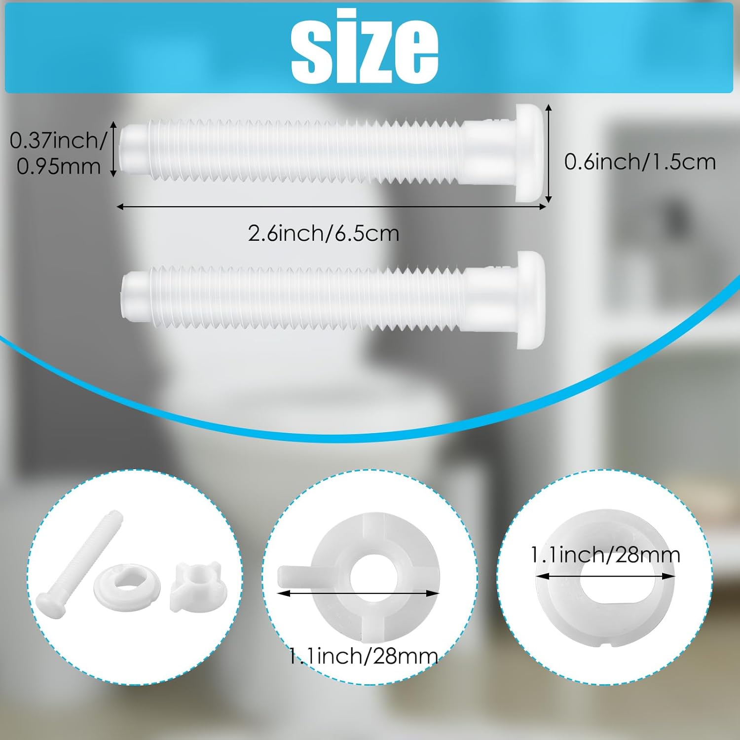 Jetec 2 Piece Toilet Seat Screws Replacement Kit White