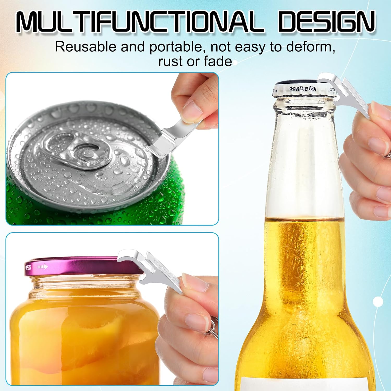 Dandat 100 Pcs Silver Bottle Opener Keychain Wedding Favor Gifts