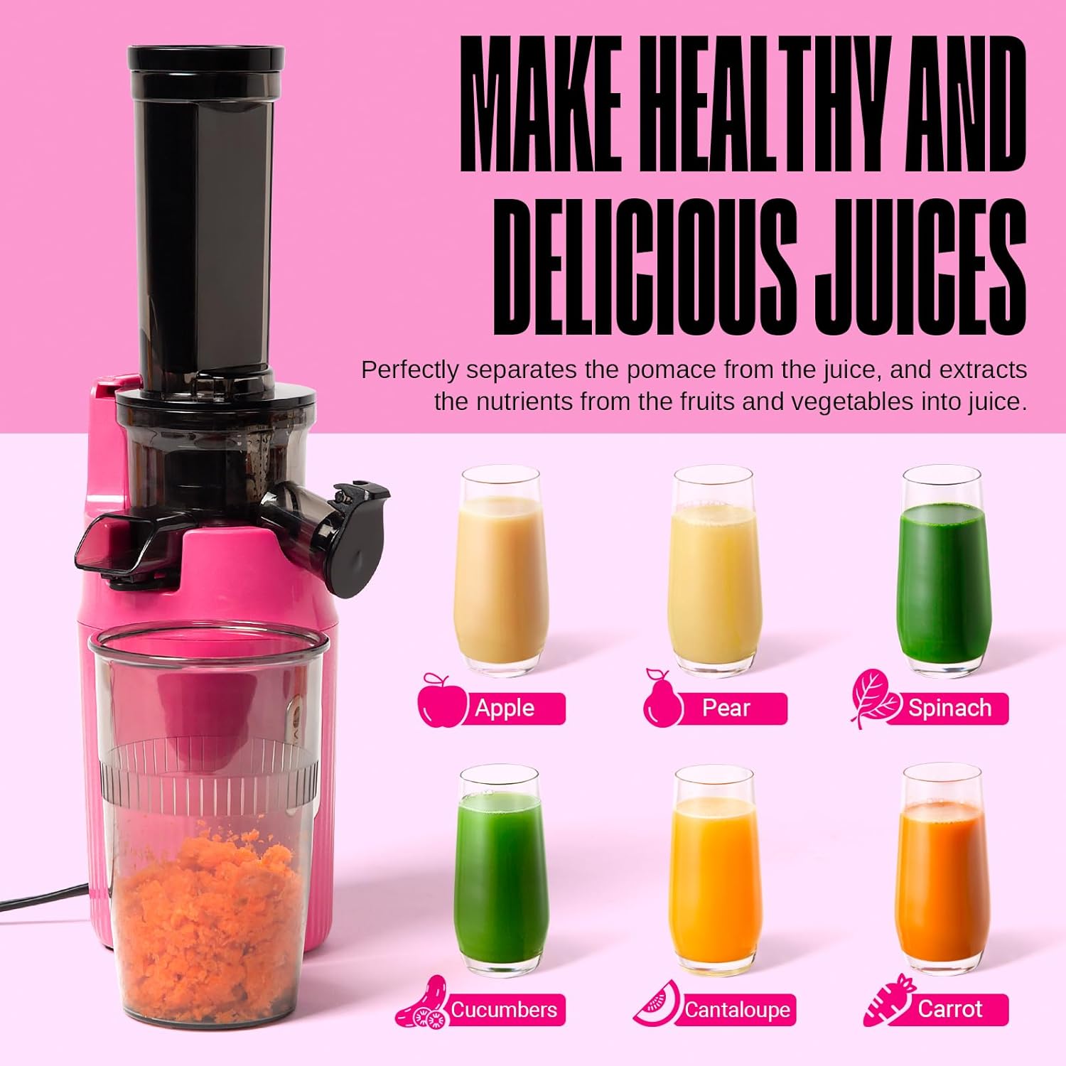 Ventray Ginnie Mini Cold Press Juicer Pink