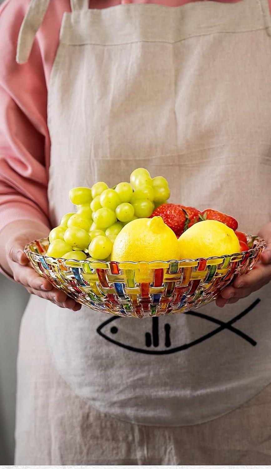 Hand Painted Woven Glass Salad Bowl Decoration
