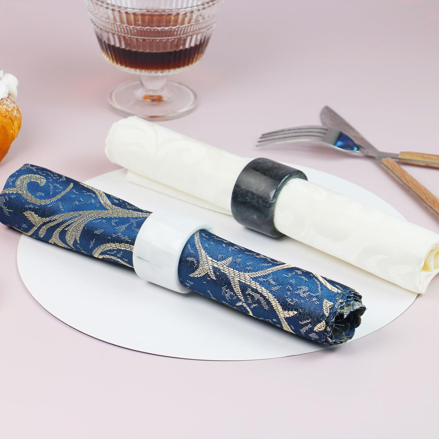 Thanksgiving Napkin Rings - Set of 6 Marble Black