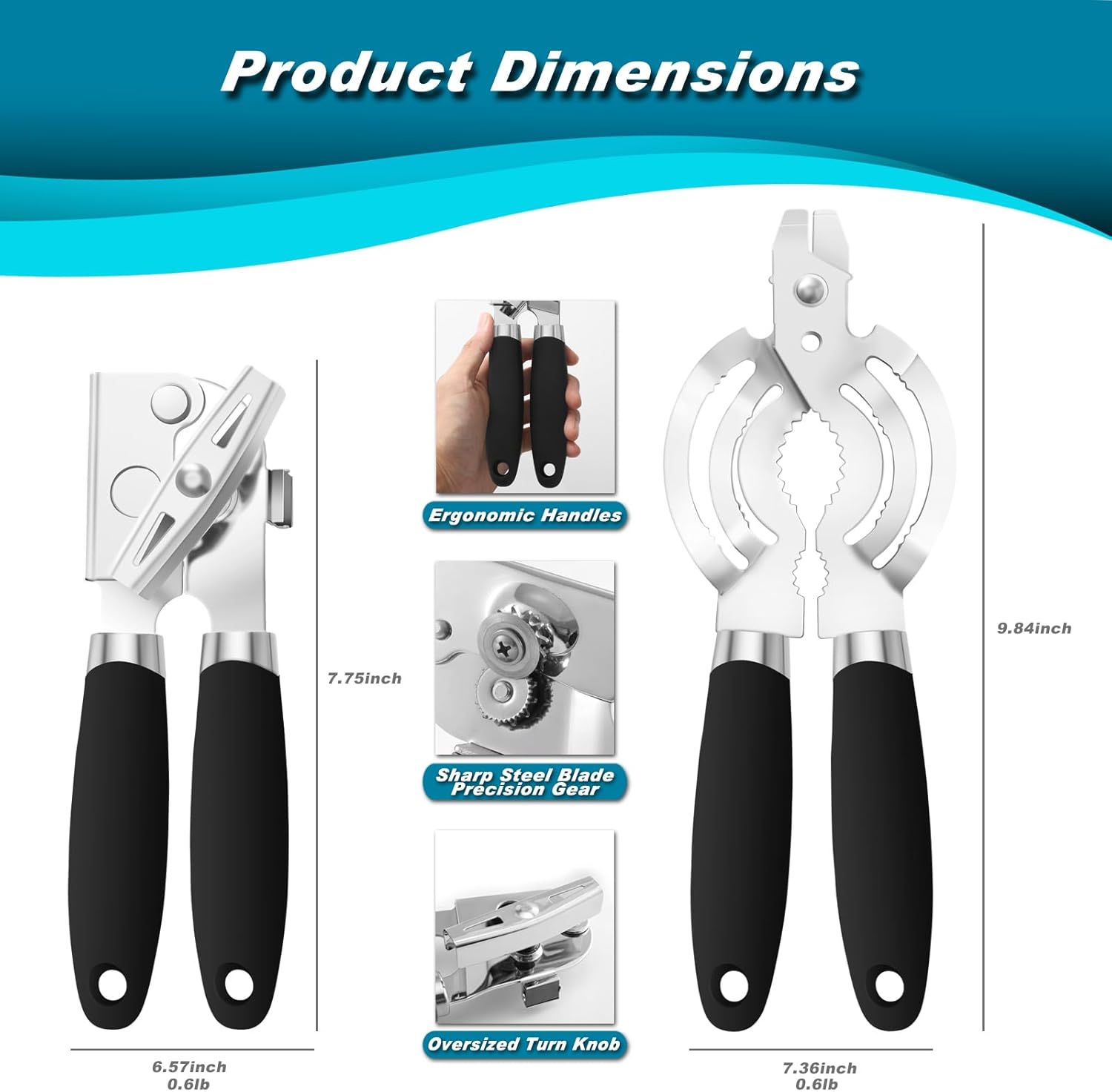 Heavy Duty Manual Can Opener 2 Pack Black