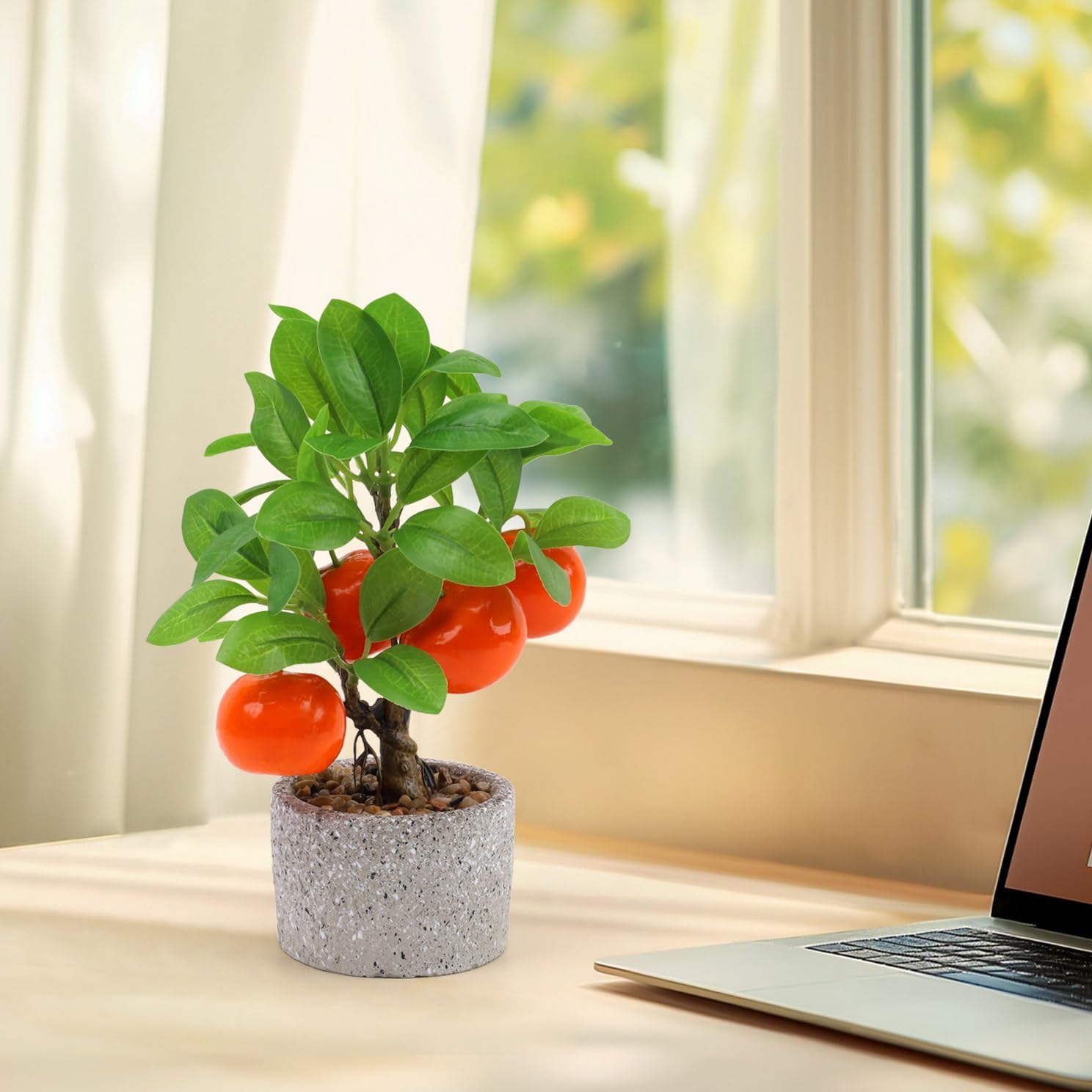 Woration Artificial Orange Tree Bonsai with Pot