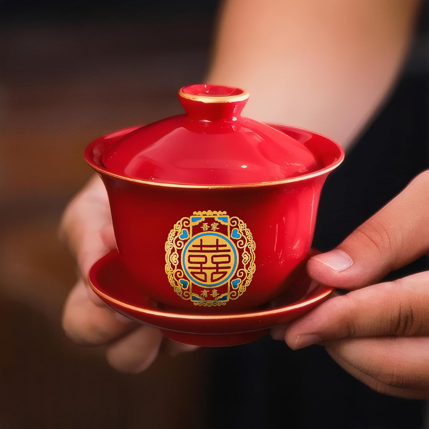Chinese Red Tea Cup Set for Wedding Party