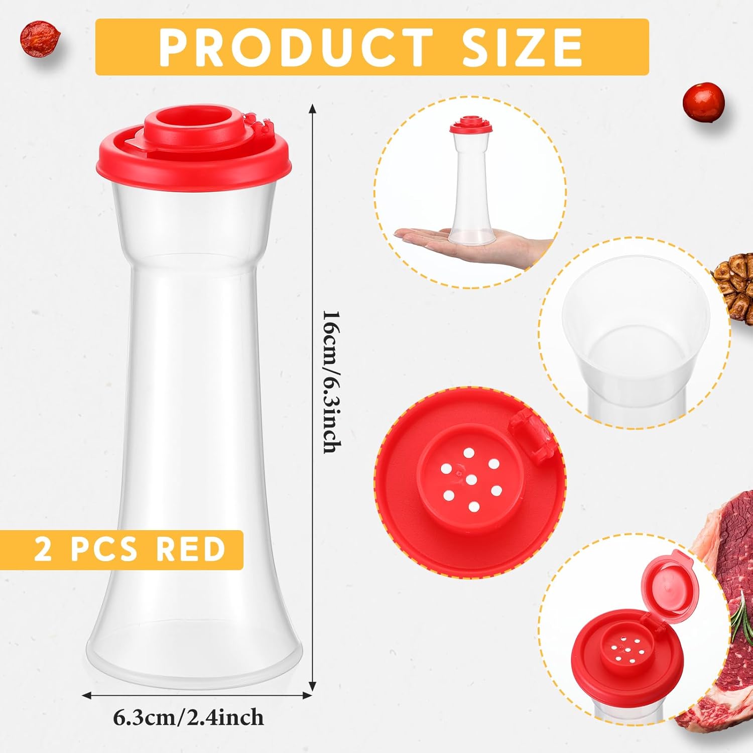Baderke 2 Set Plastic Salt and Pepper Shakers with Lids