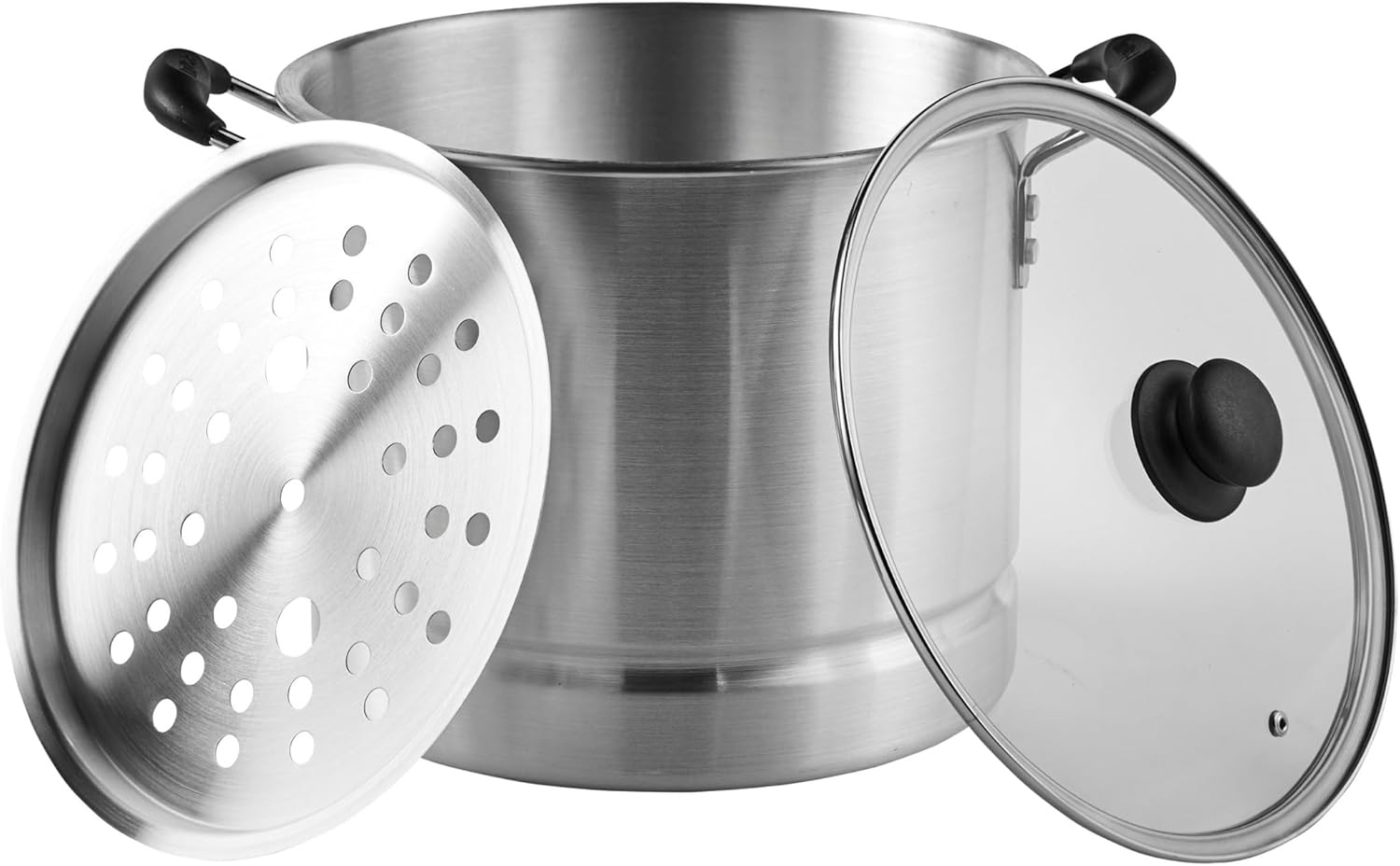 IMUSA USA Steamer with Glass Lid 20 Quart Silver