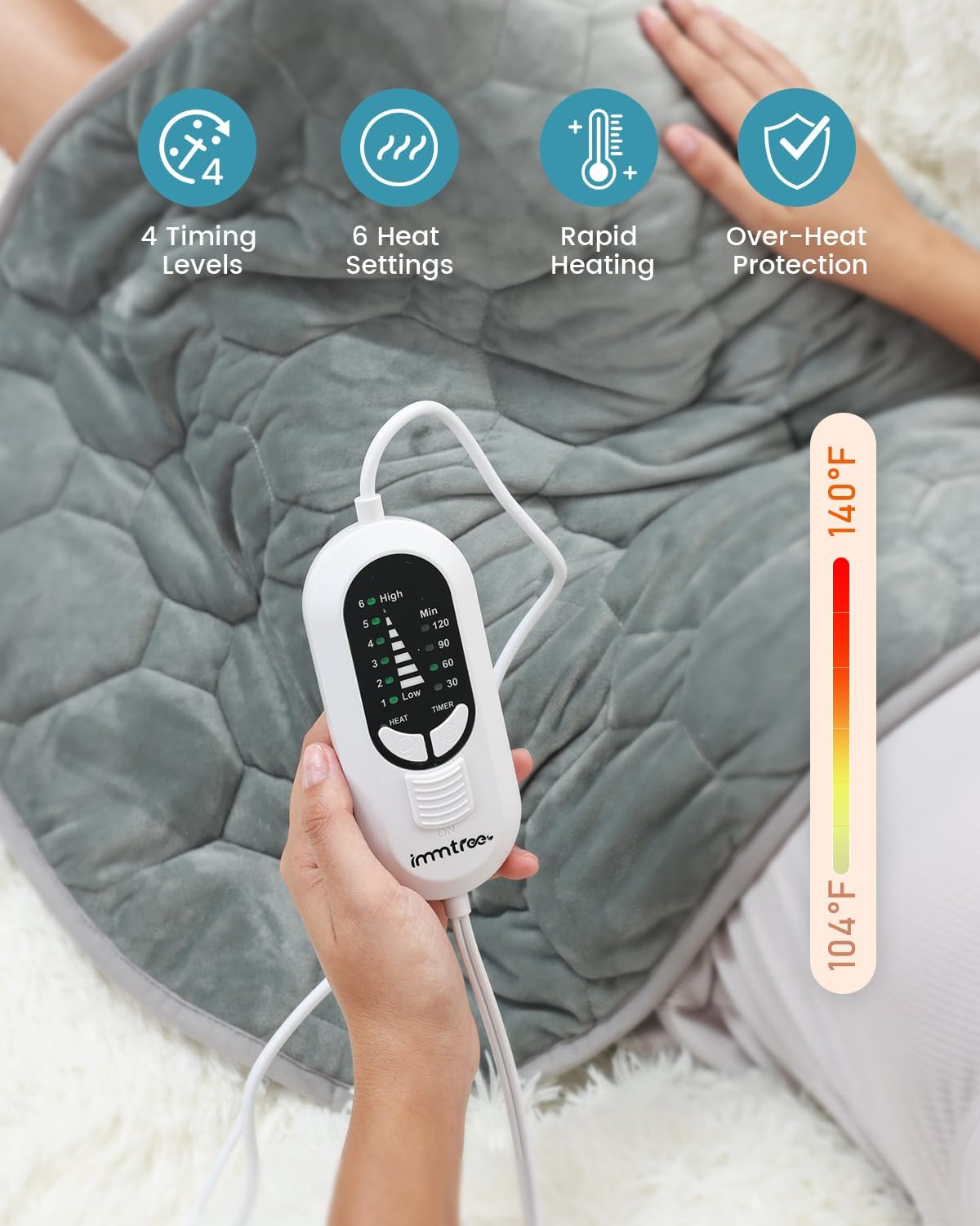immtree Weighted Heating Pad 7lbs for Deeper Pain Relief