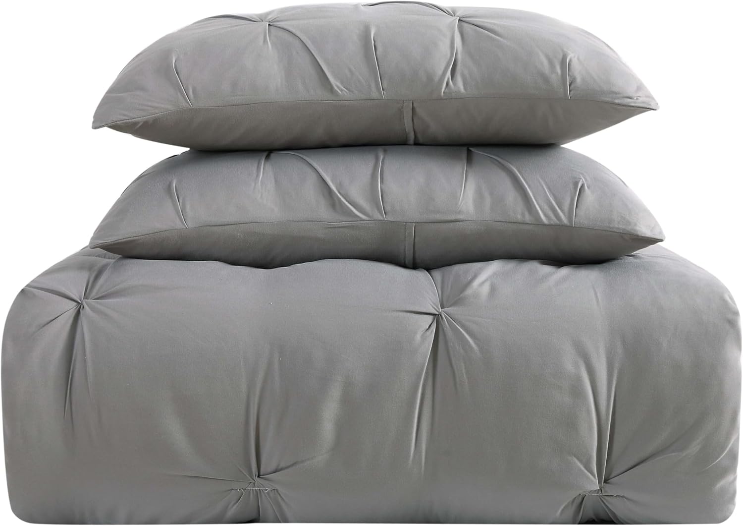 TRULY SOFT Grey Pleated Duvet Set 3-Piece