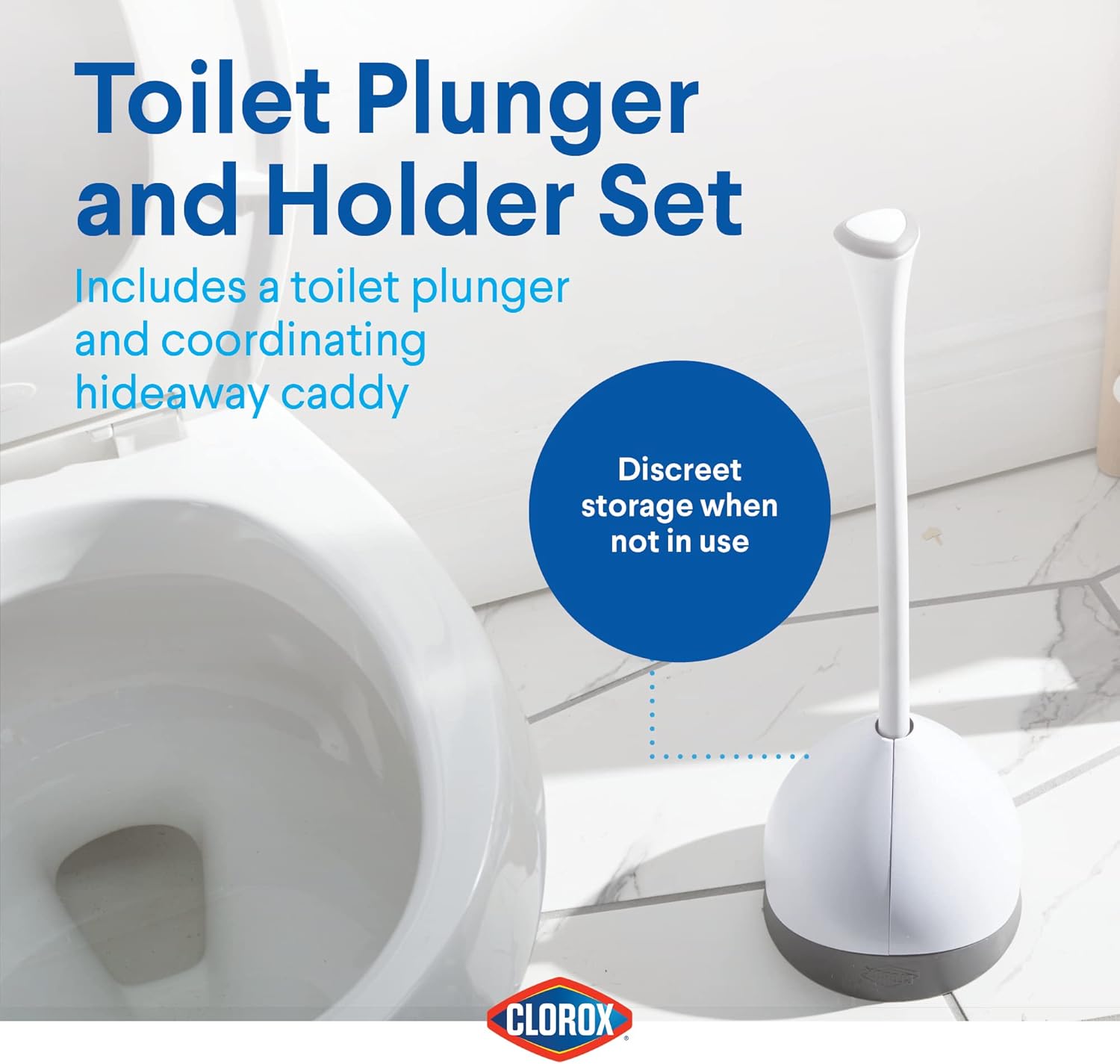 Clorox Toilet Plunger with Hideaway Caddy