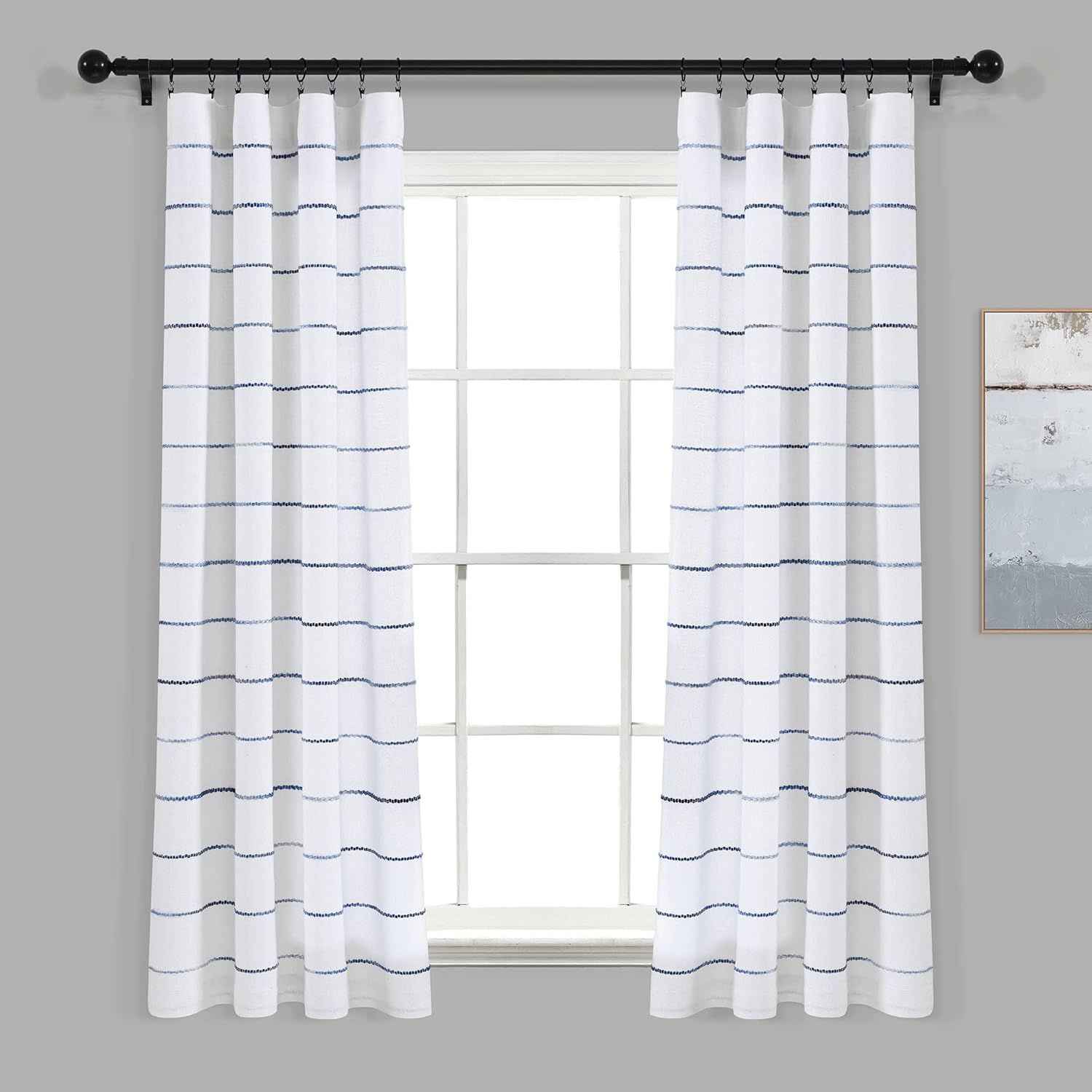 Lush Decor Ombre Stripe Cotton Curtain Panel Set Navy
