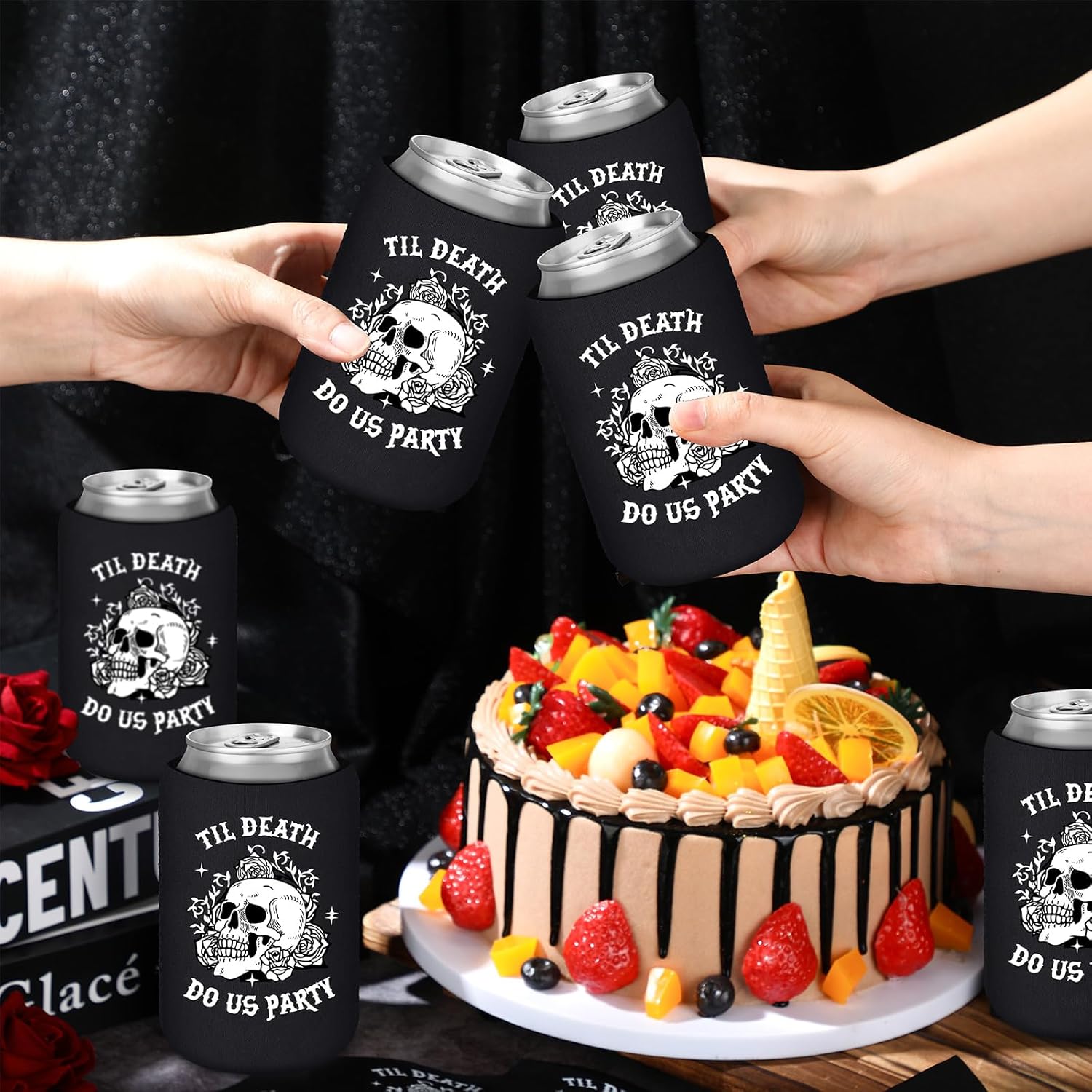 50 Pcs Gothic Halloween Beverage Sleeves for Bachelorette Parties