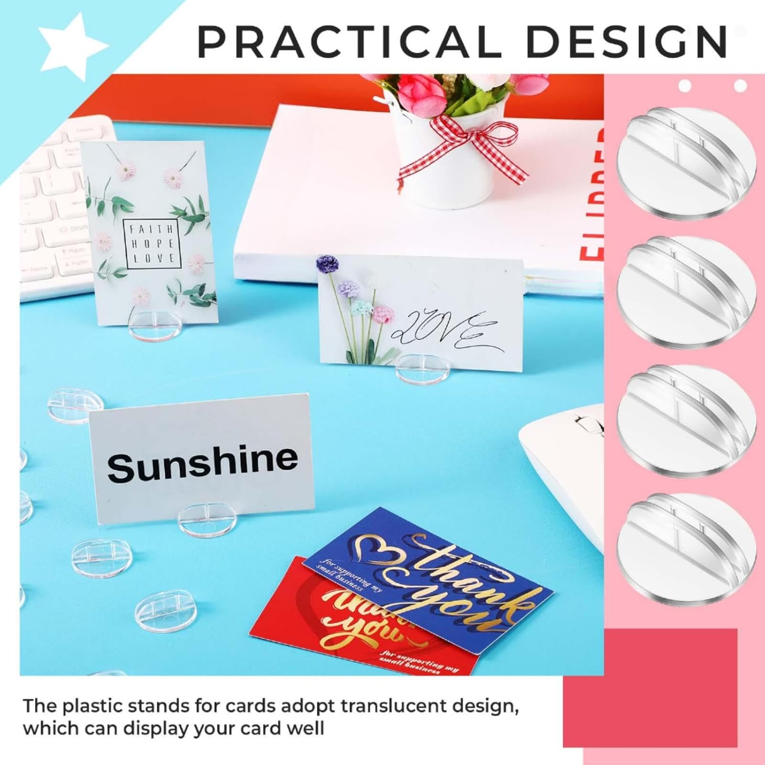 Yinkin 50 Pcs Mini Card Stands for Place Cards and Labels