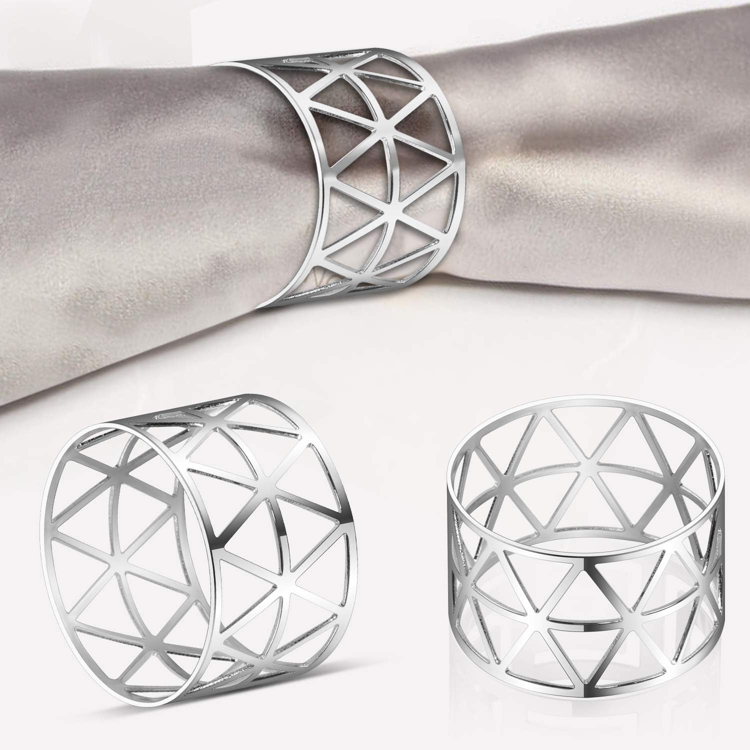 Kposiya 20 Piece Silver Napkin Ring Set
