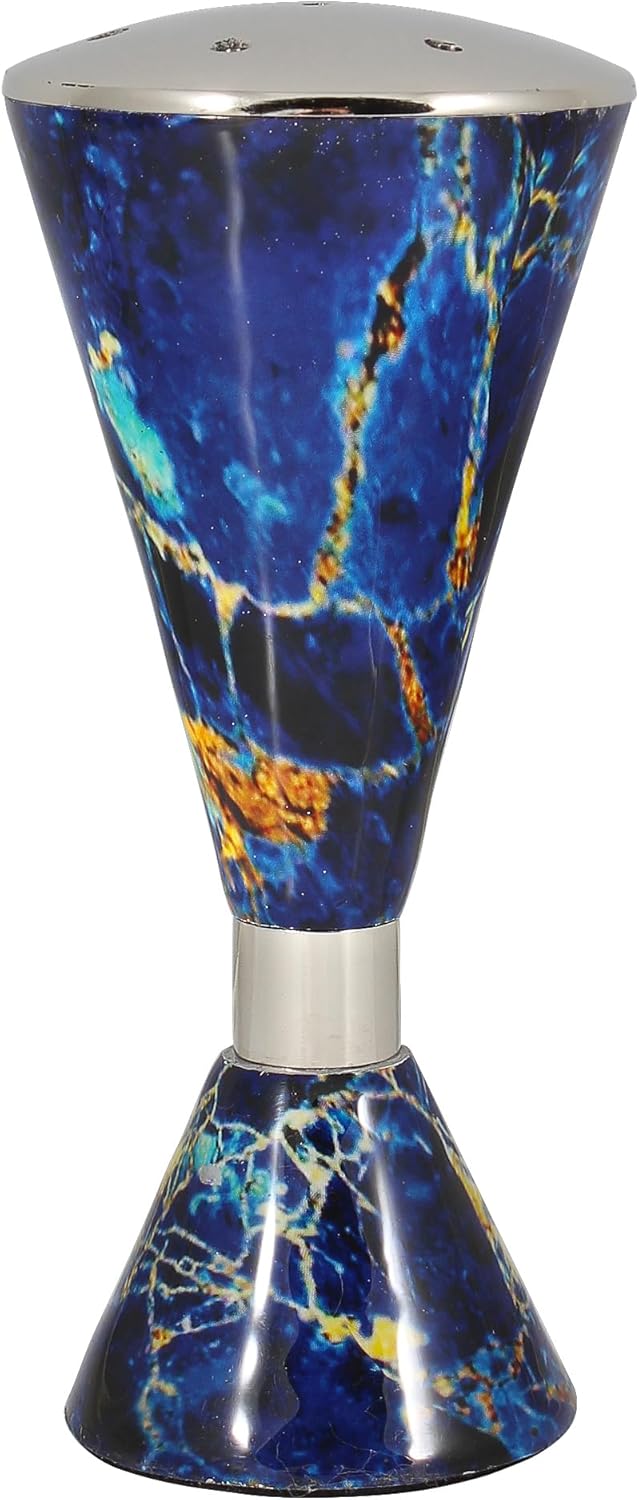Elegant Havdalah Set with Nickel Plated Blue Marble Decal
