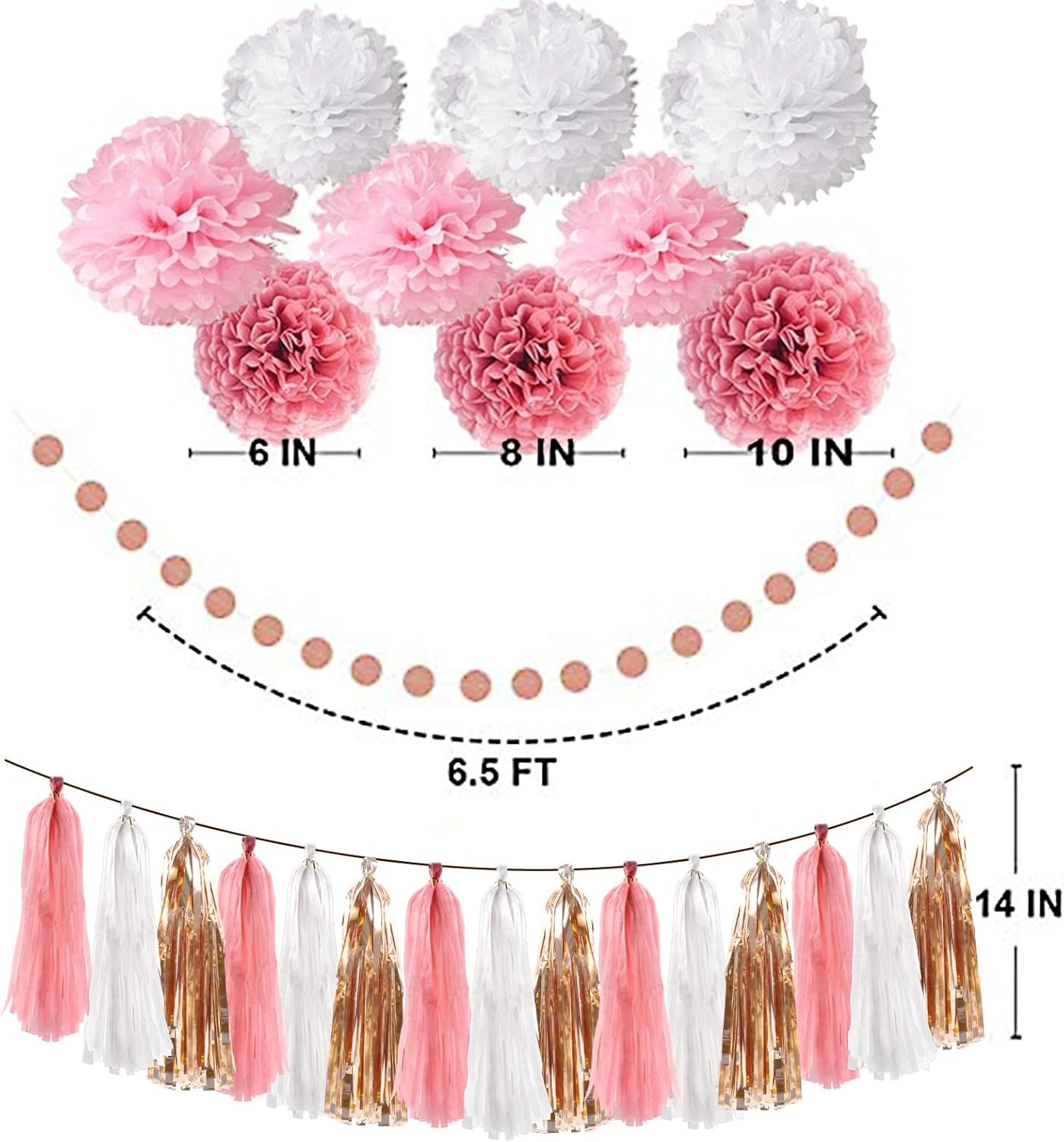 OuMuaMua Rose Gold Birthday Decorations Set