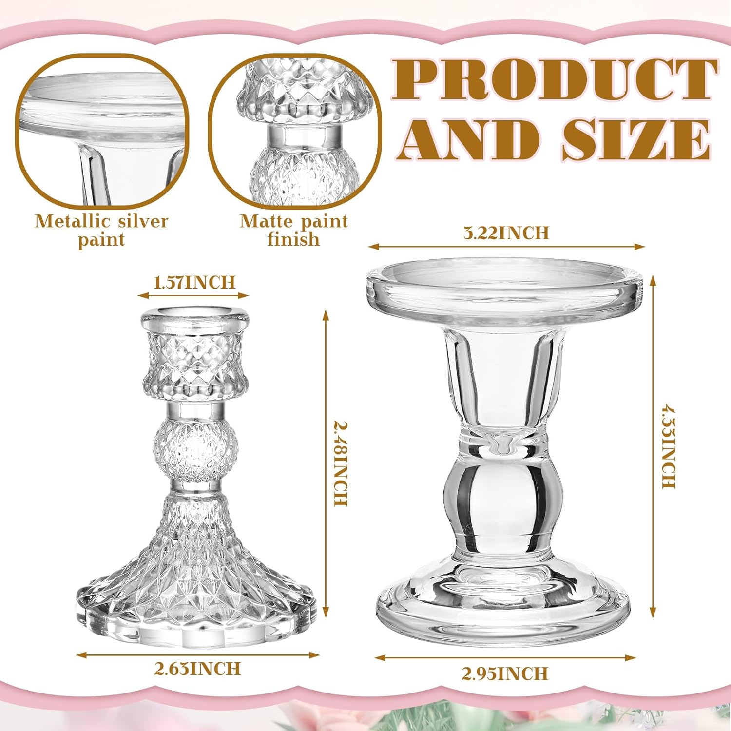Irenare Unity Candles with Glass Holder Set for Weddings and Events